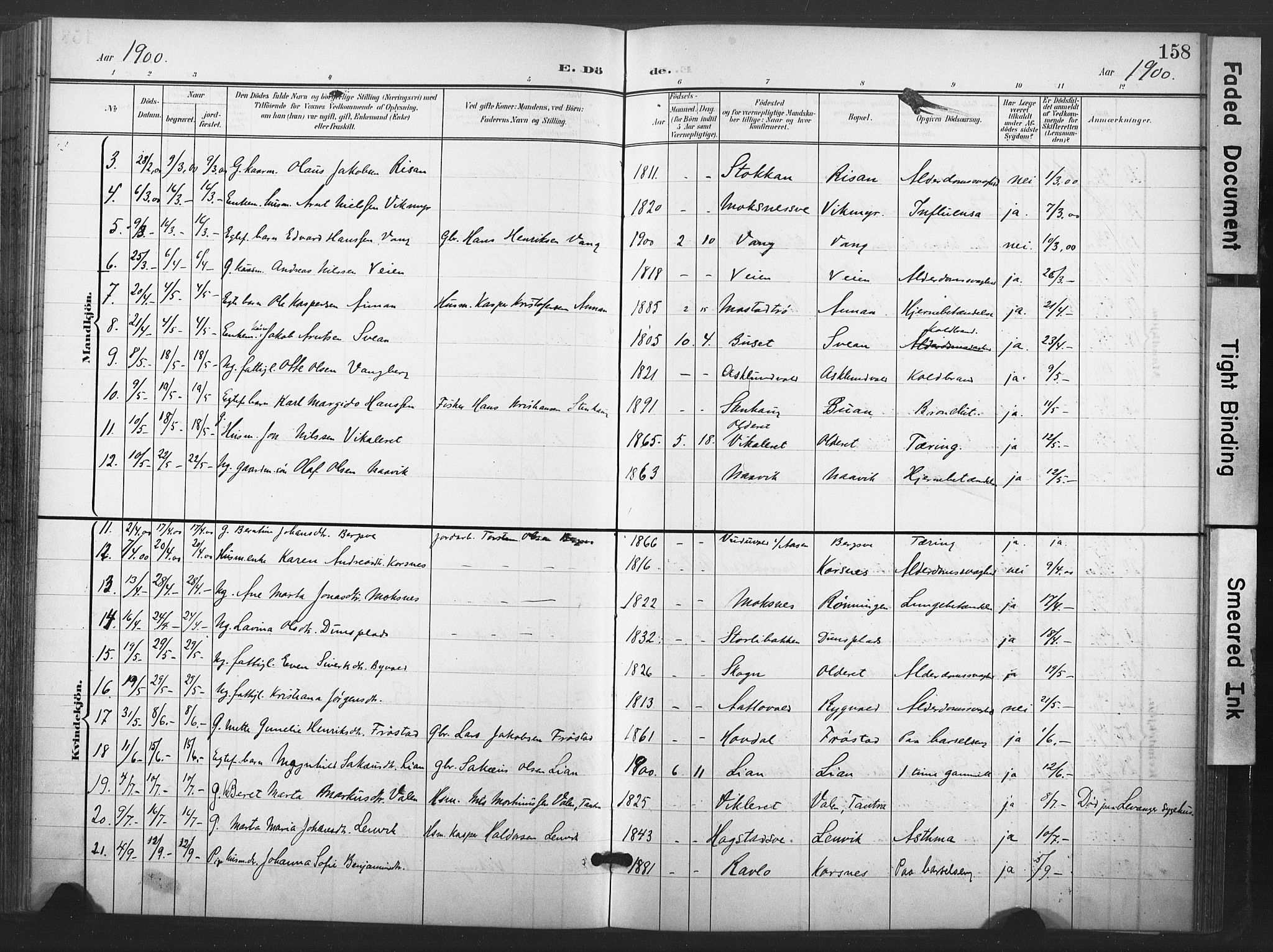 Ministerialprotokoller, klokkerbøker og fødselsregistre - Nord-Trøndelag, AV/SAT-A-1458/713/L0122: Parish register (official) no. 713A11, 1899-1910, p. 158