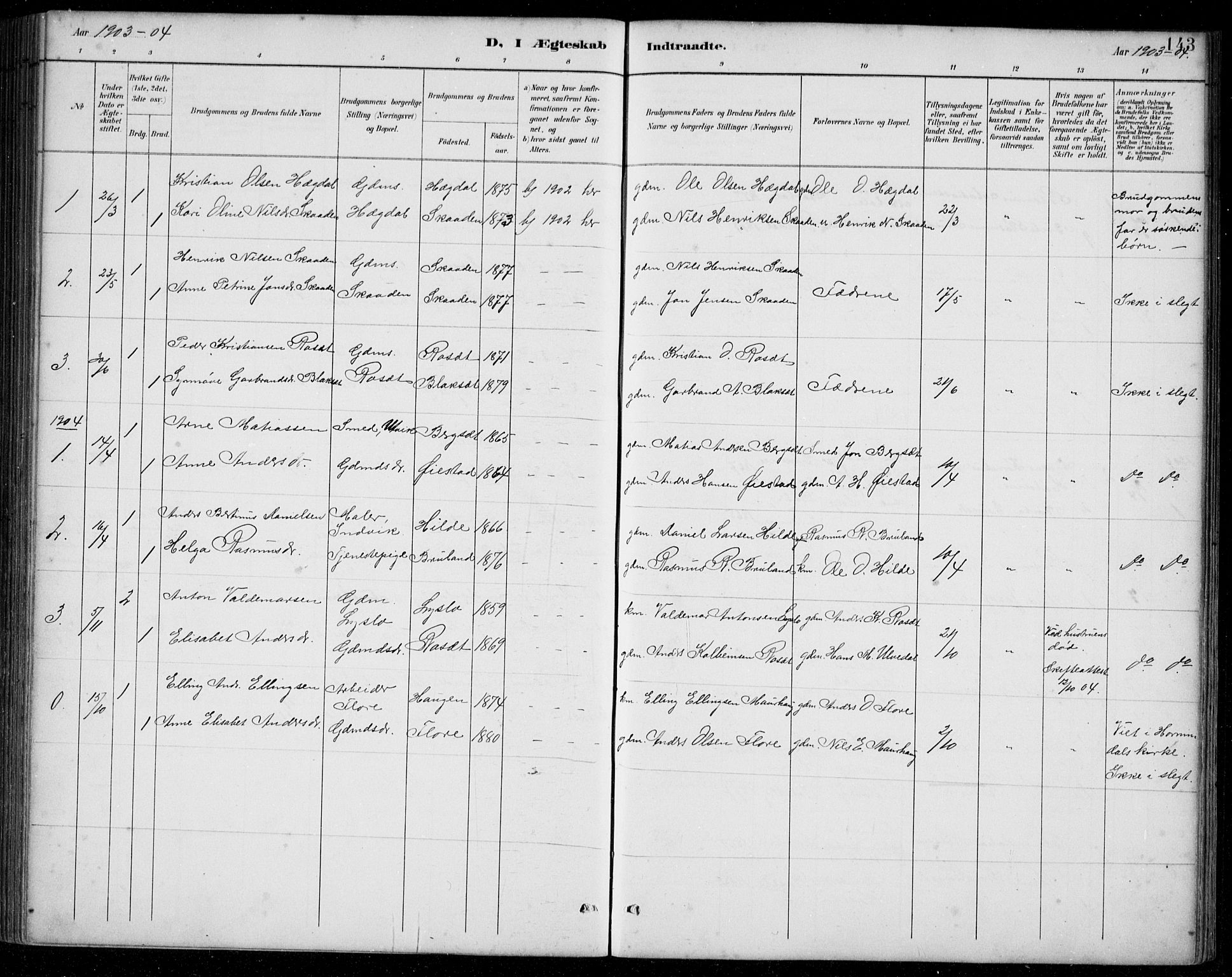 Innvik sokneprestembete, AV/SAB-A-80501: Parish register (copy) no. A 3, 1886-1912, p. 143