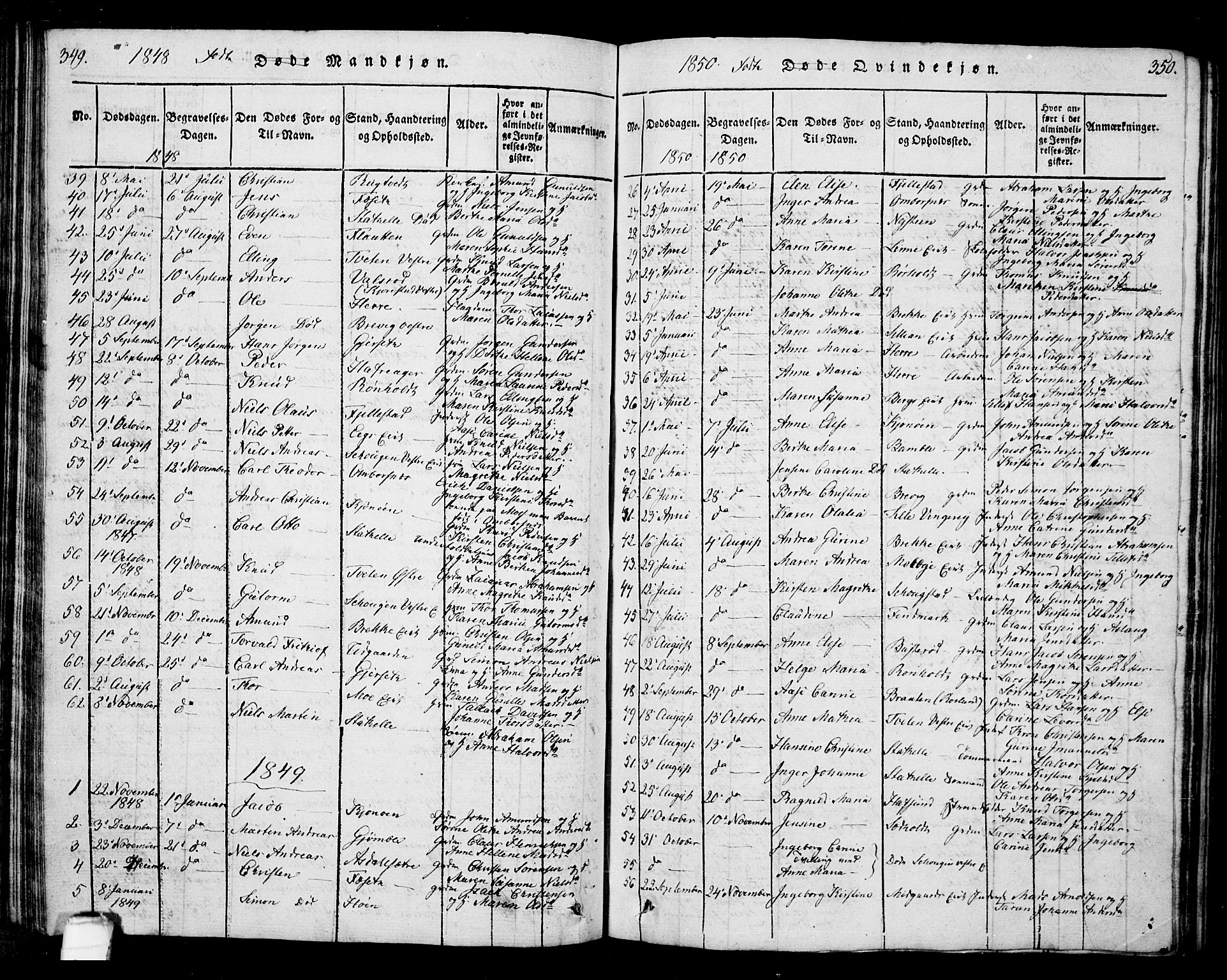 Bamble kirkebøker, SAKO/A-253/G/Ga/L0005: Parish register (copy) no. I 5, 1814-1855, p. 349-350