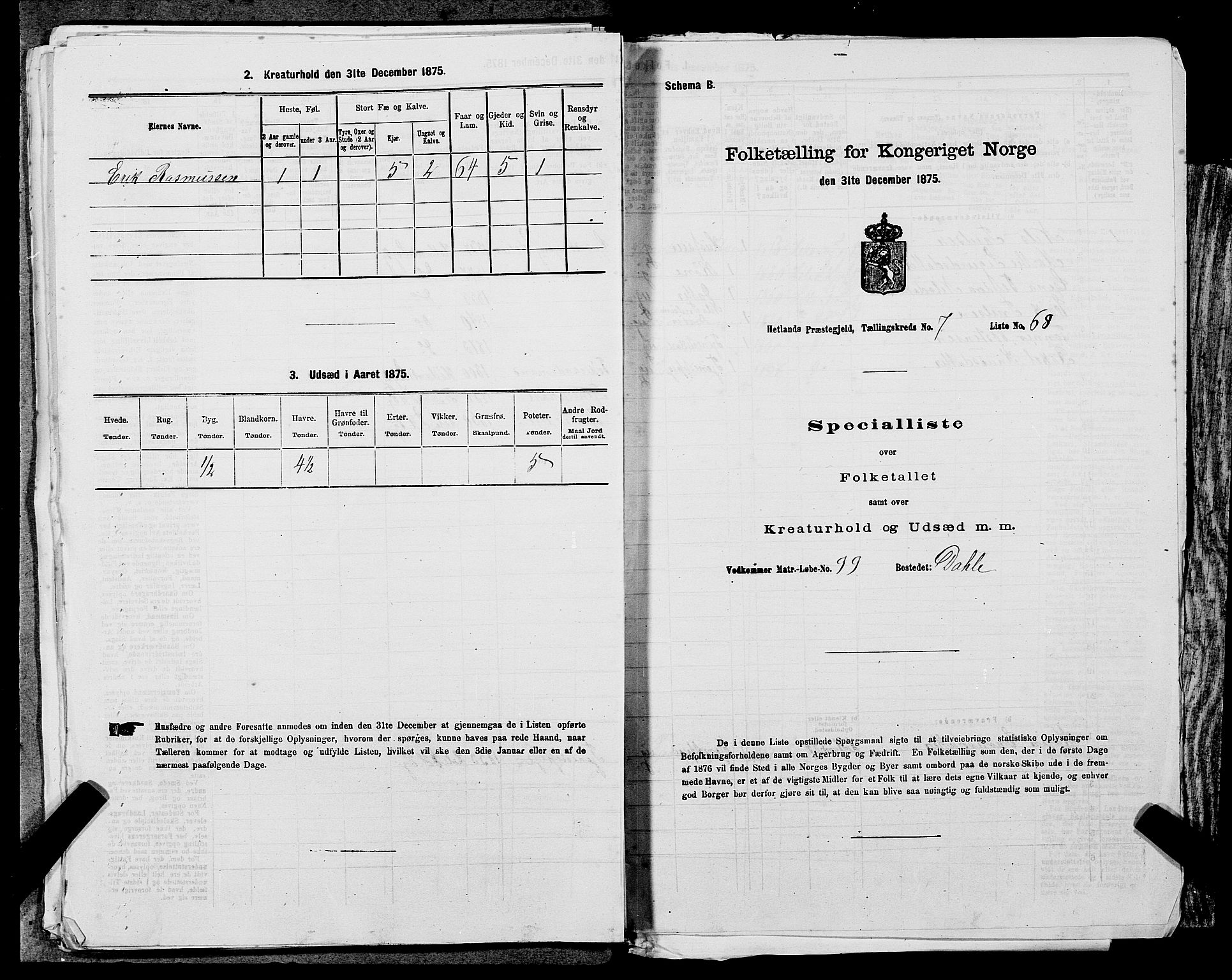 SAST, 1875 census for 1126P Hetland, 1875, p. 1573