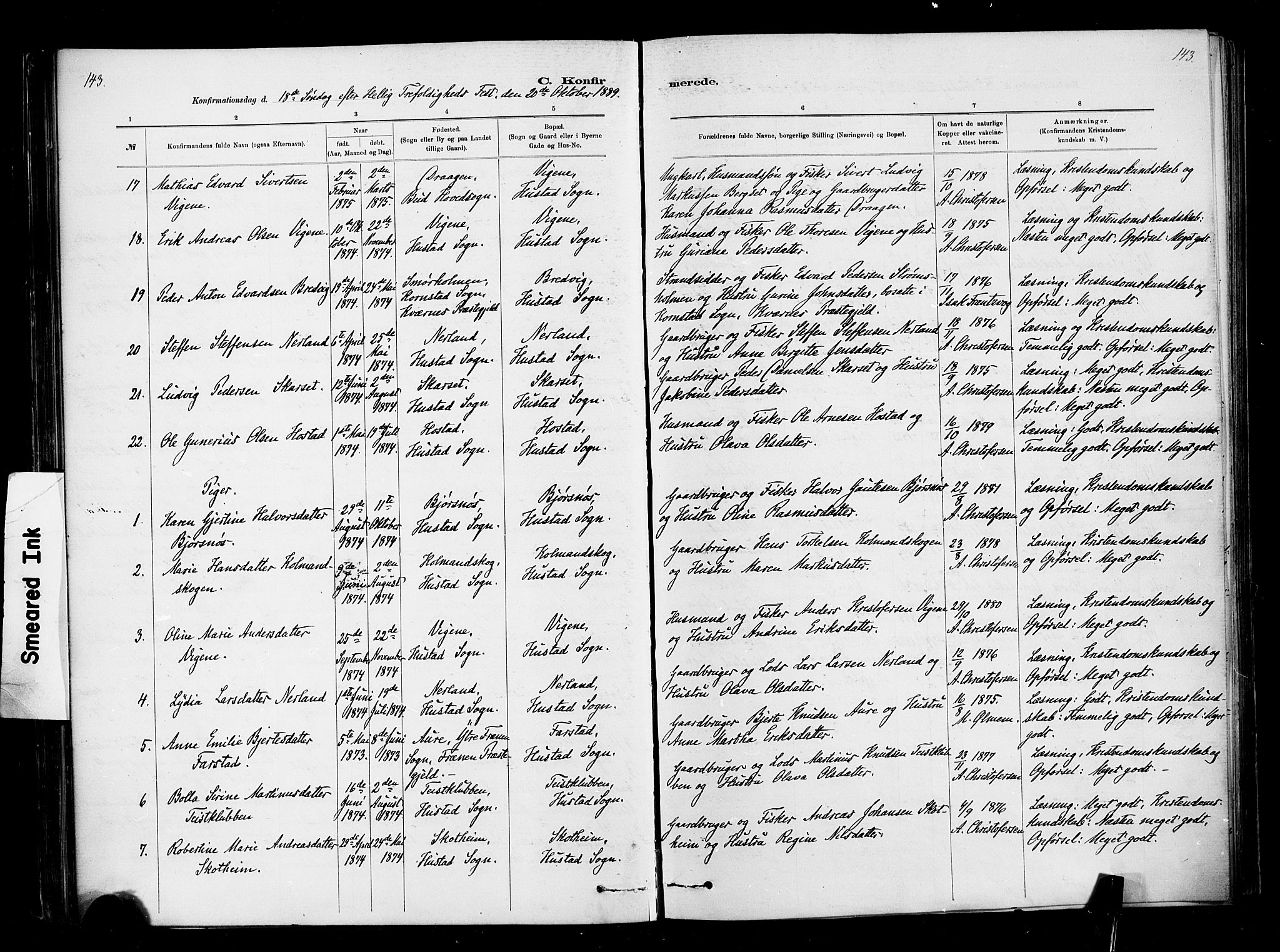 Ministerialprotokoller, klokkerbøker og fødselsregistre - Møre og Romsdal, SAT/A-1454/567/L0778: Parish register (official) no. 567A01, 1881-1903, p. 143