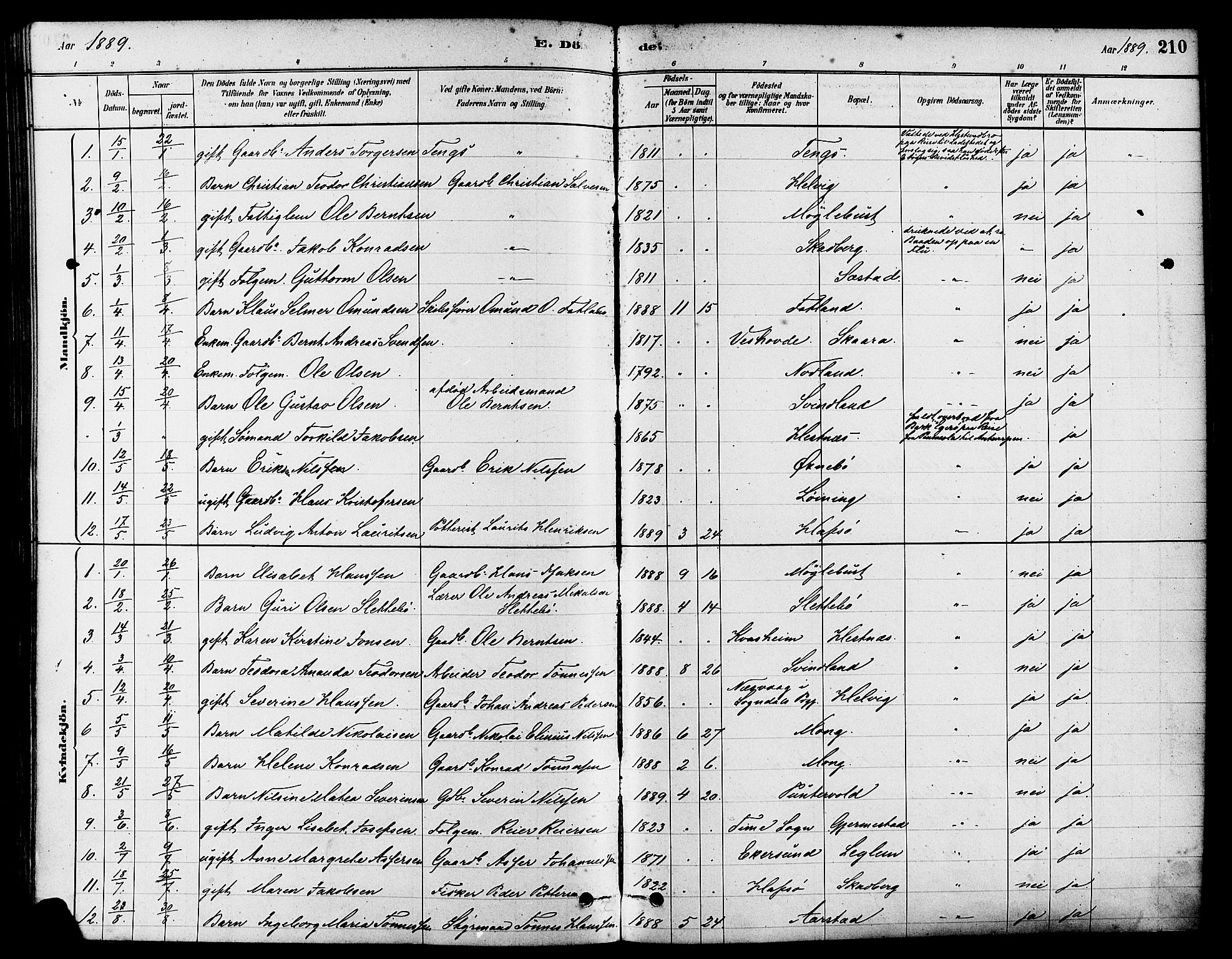 Eigersund sokneprestkontor, SAST/A-101807/S08/L0017: Parish register (official) no. A 14, 1879-1892, p. 210
