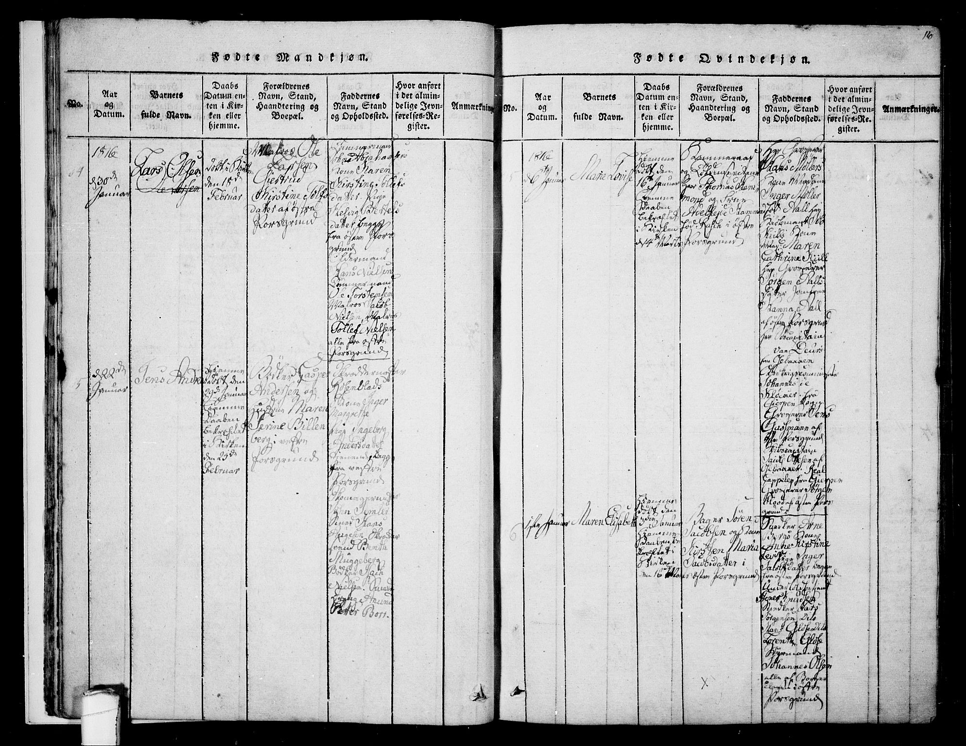 Porsgrunn kirkebøker , AV/SAKO-A-104/F/Fa/L0004: Parish register (official) no. 4, 1814-1828, p. 16