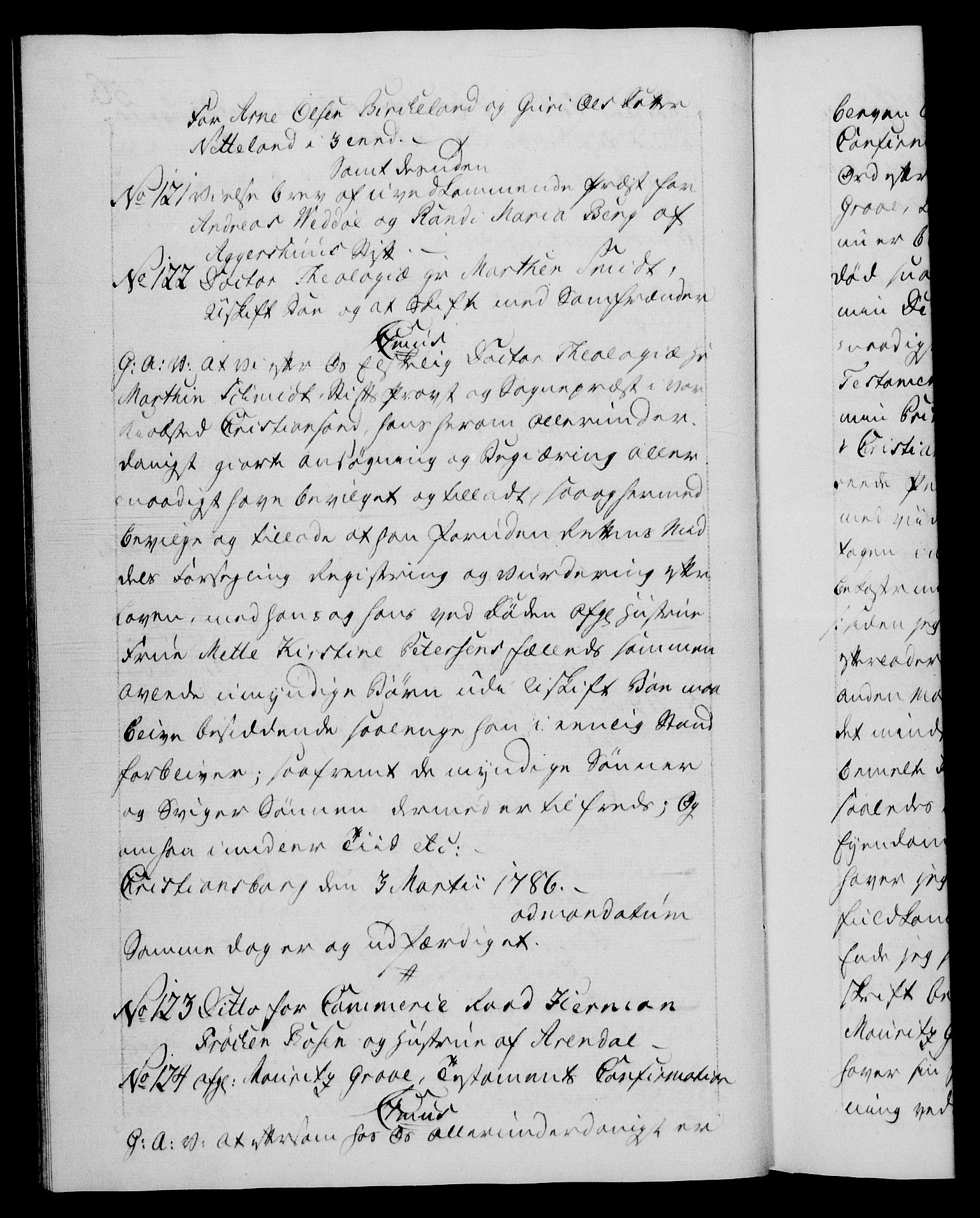 Danske Kanselli 1572-1799, AV/RA-EA-3023/F/Fc/Fca/Fcaa/L0051: Norske registre, 1786-1787, p. 56b