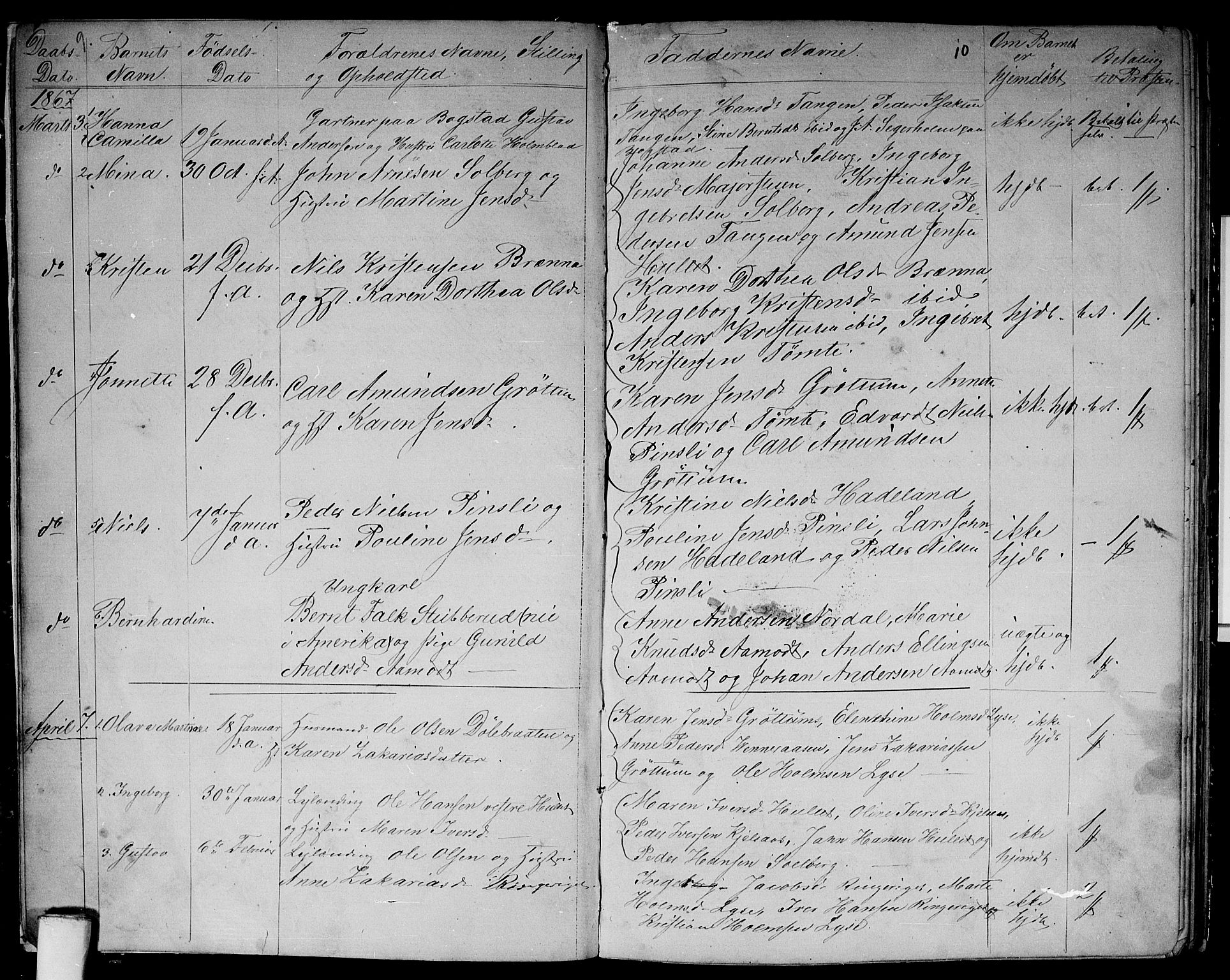 Vestre Aker prestekontor Kirkebøker, AV/SAO-A-10025/G/Gb/L0001: Parish register (copy) no. II 1, 1865-1881, p. 9-10