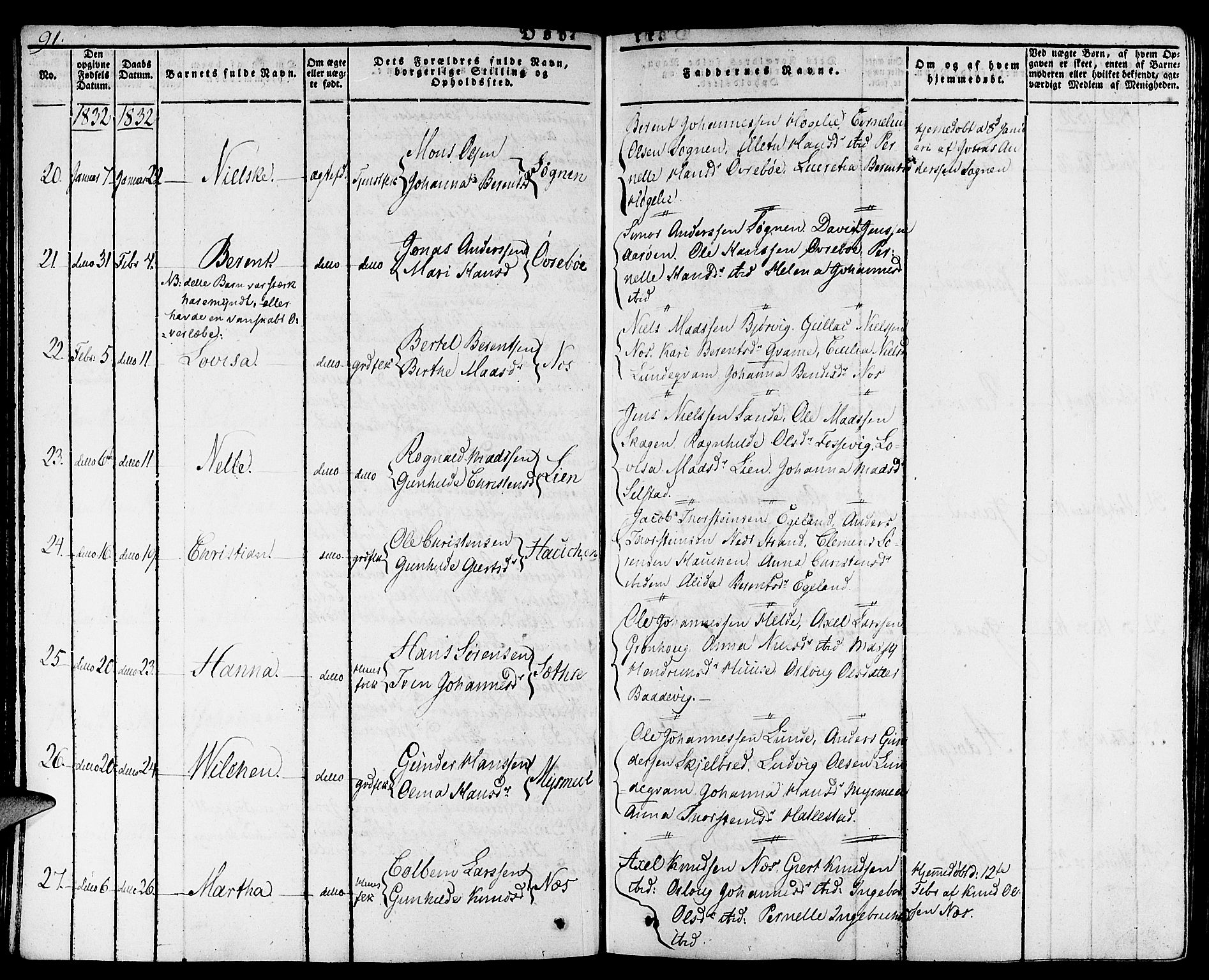 Gaular sokneprestembete, SAB/A-80001/H/Haa: Parish register (official) no. A 3, 1821-1840, p. 91