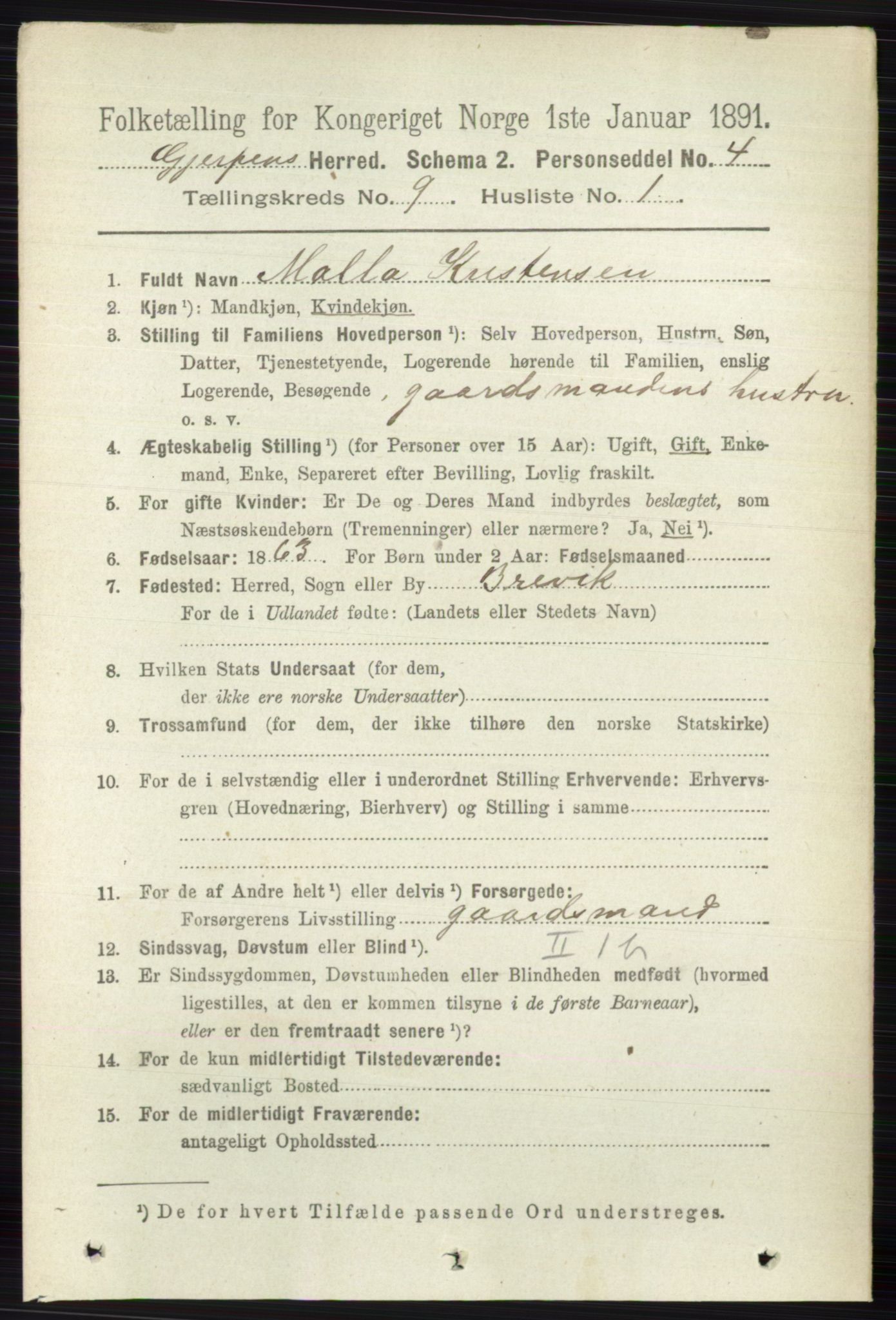 RA, 1891 census for 0812 Gjerpen, 1891, p. 4977