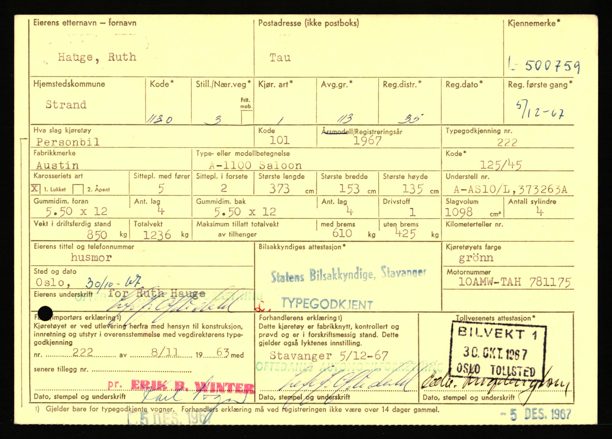 Stavanger trafikkstasjon, AV/SAST-A-101942/0/F/L0077: L-500000 - L-502999, 1930-1971, p. 545