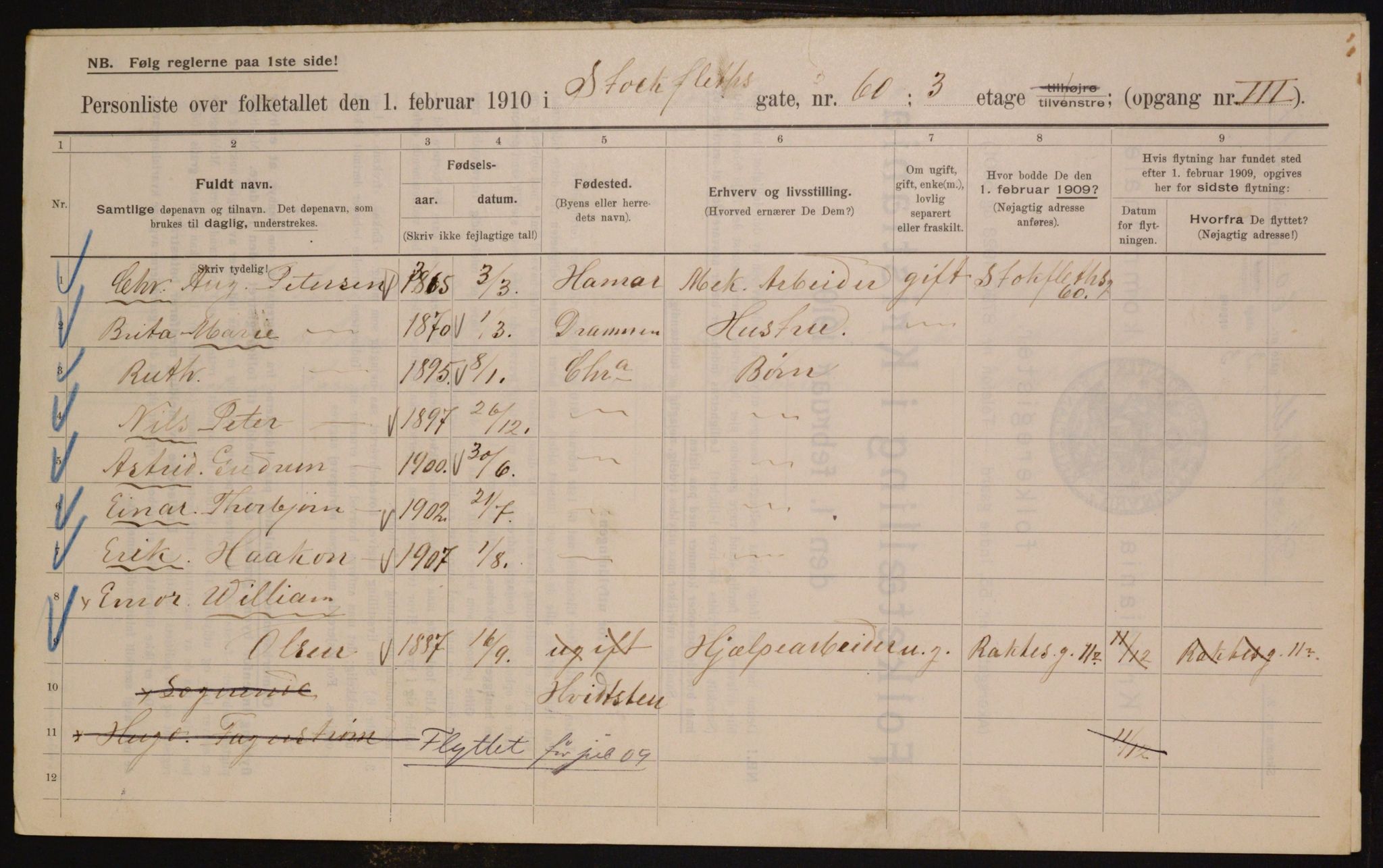 OBA, Municipal Census 1910 for Kristiania, 1910, p. 97230