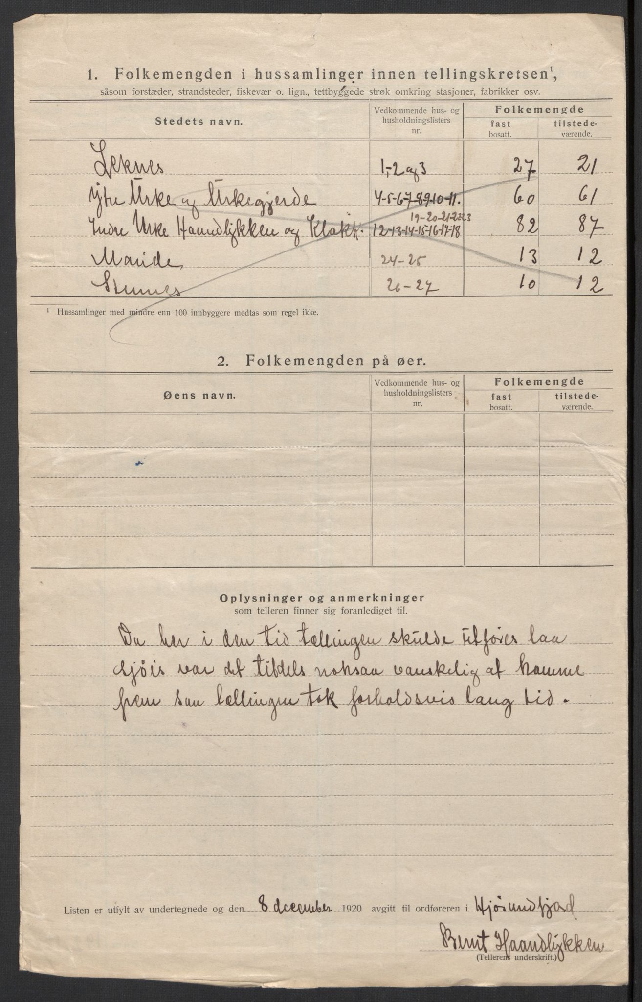 SAT, 1920 census for Hjørundfjord, 1920, p. 12