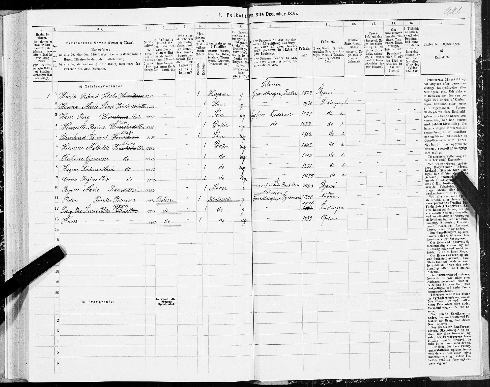 SAT, 1875 census for 1851P Lødingen, 1875, p. 2221