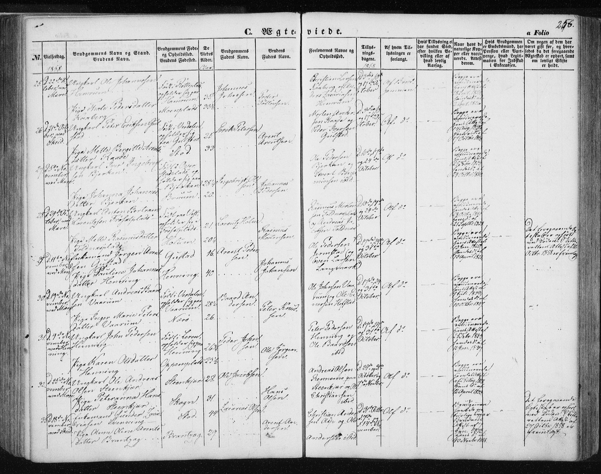 Ministerialprotokoller, klokkerbøker og fødselsregistre - Nord-Trøndelag, SAT/A-1458/735/L0342: Parish register (official) no. 735A07 /1, 1849-1862, p. 256