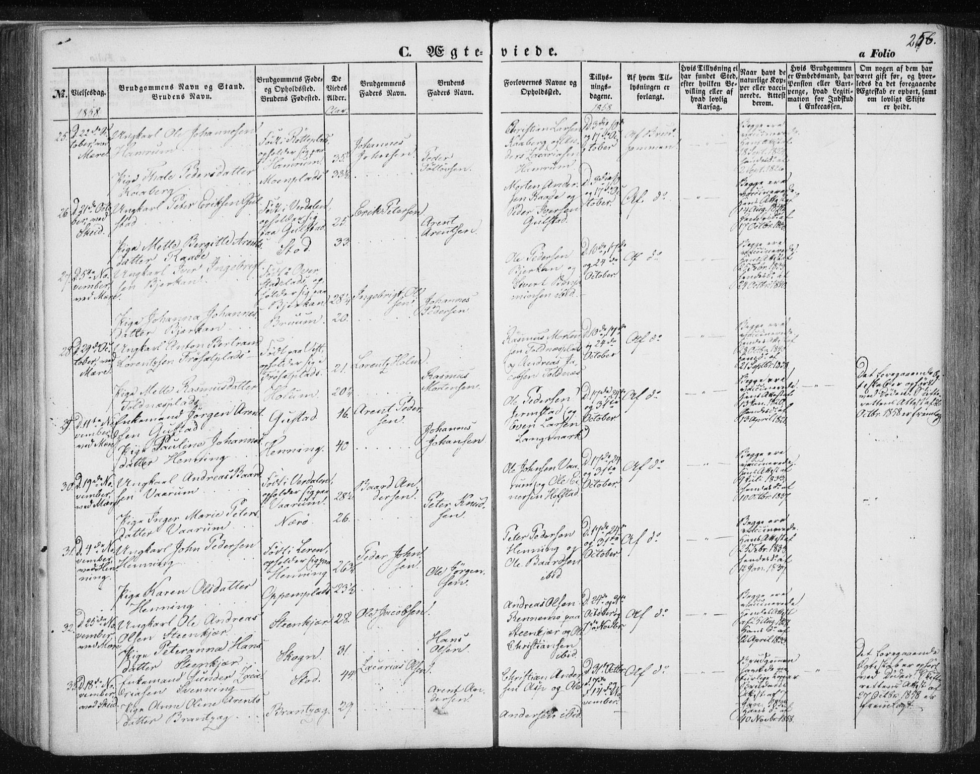 Ministerialprotokoller, klokkerbøker og fødselsregistre - Nord-Trøndelag, AV/SAT-A-1458/735/L0342: Parish register (official) no. 735A07 /1, 1849-1862, p. 256