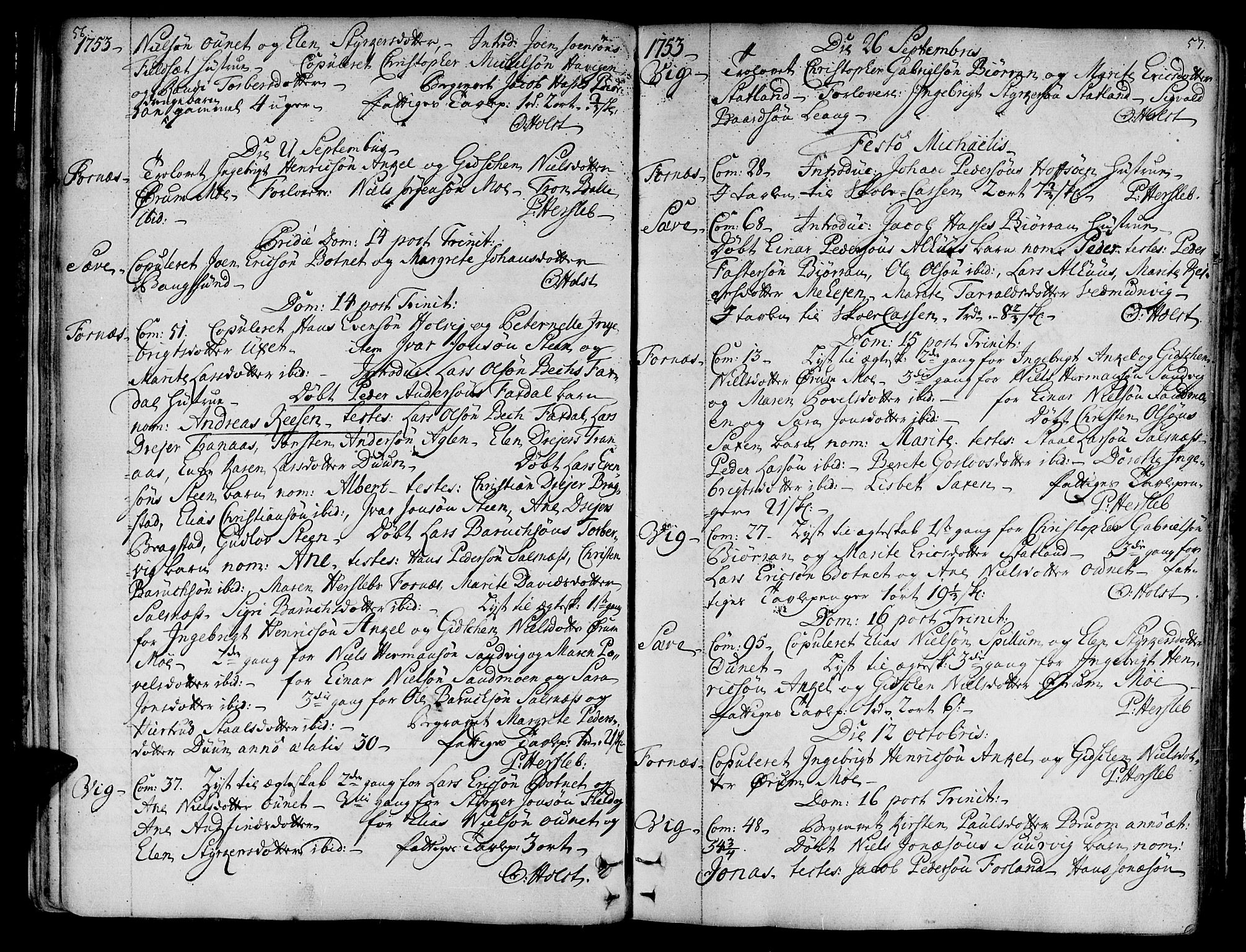 Ministerialprotokoller, klokkerbøker og fødselsregistre - Nord-Trøndelag, SAT/A-1458/773/L0607: Parish register (official) no. 773A01, 1751-1783, p. 56-57