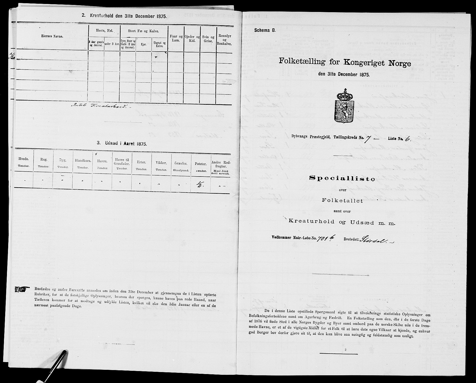 SAK, 1875 census for 0915P Dypvåg, 1875, p. 825