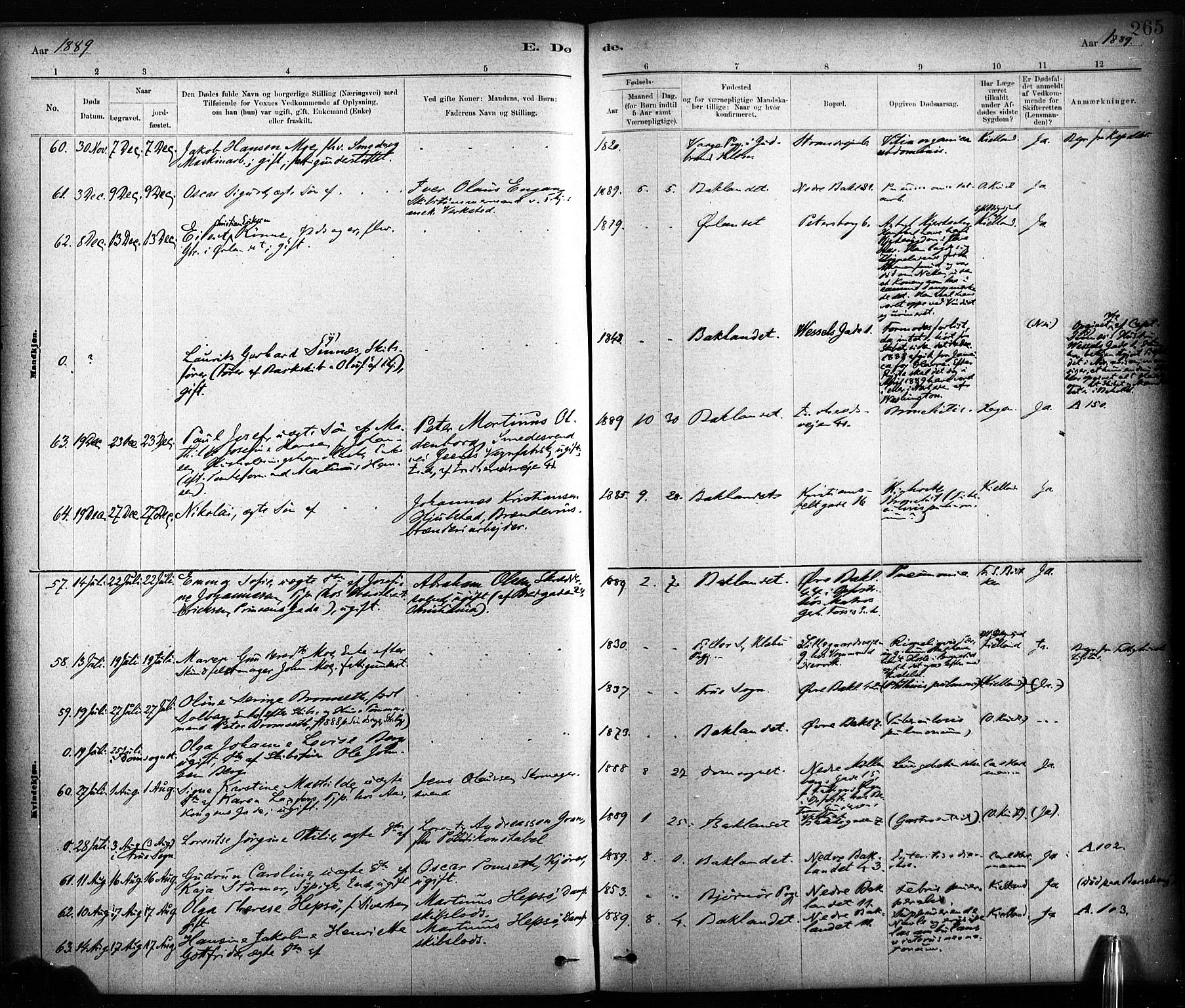 Ministerialprotokoller, klokkerbøker og fødselsregistre - Sør-Trøndelag, AV/SAT-A-1456/604/L0189: Parish register (official) no. 604A10, 1878-1892, p. 265