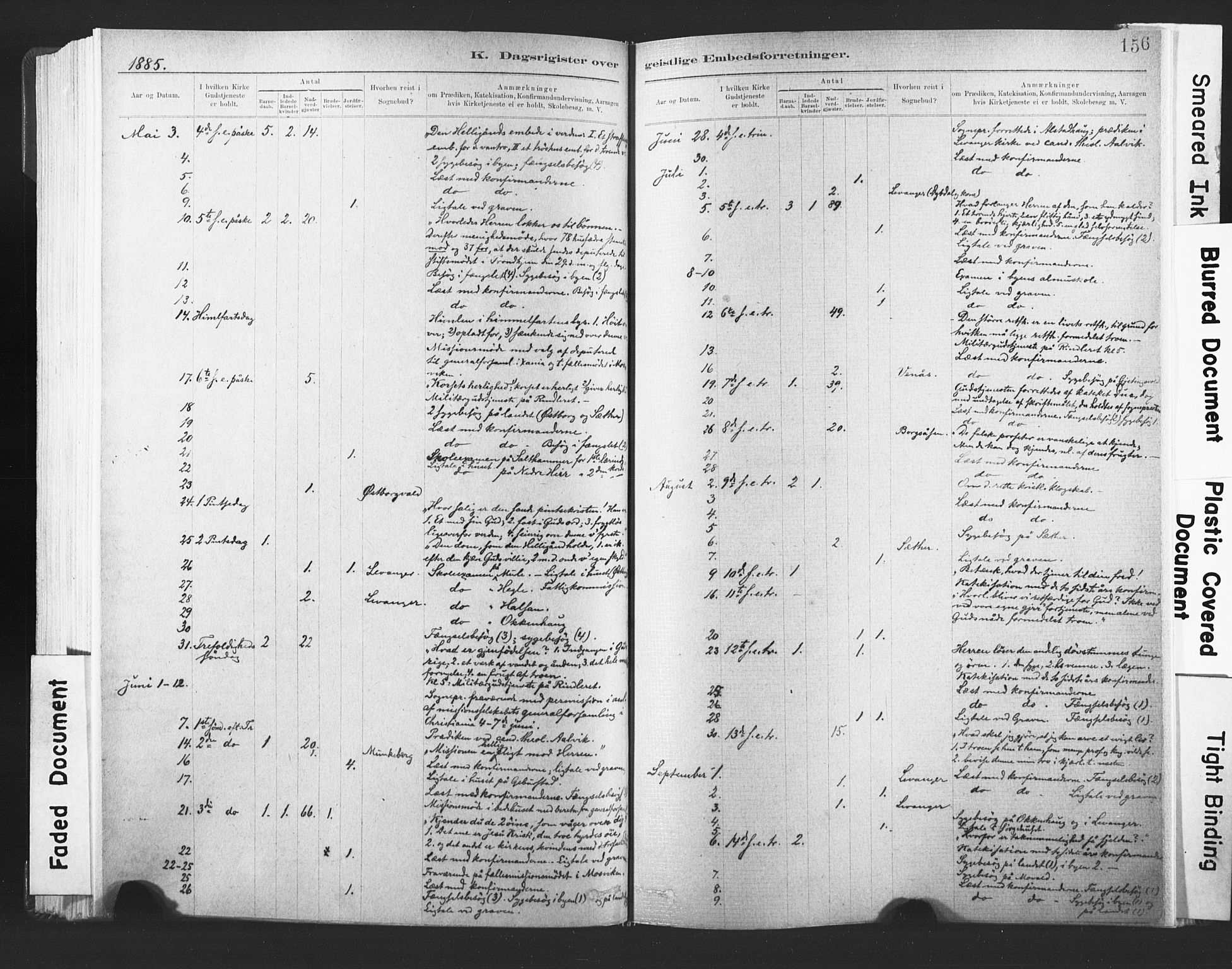 Ministerialprotokoller, klokkerbøker og fødselsregistre - Nord-Trøndelag, AV/SAT-A-1458/720/L0189: Parish register (official) no. 720A05, 1880-1911, p. 156