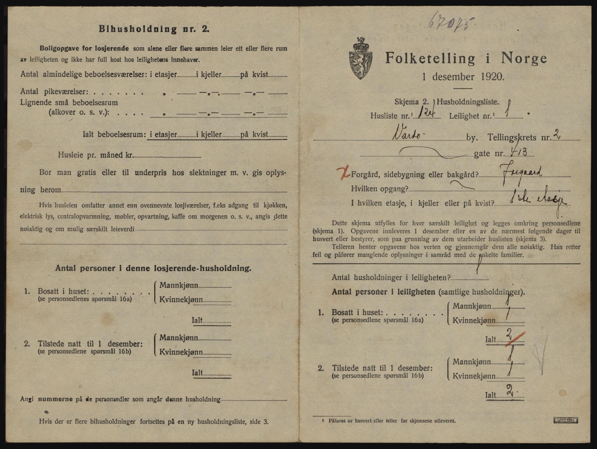 SATØ, 1920 census for Vardø, 1920, p. 2199