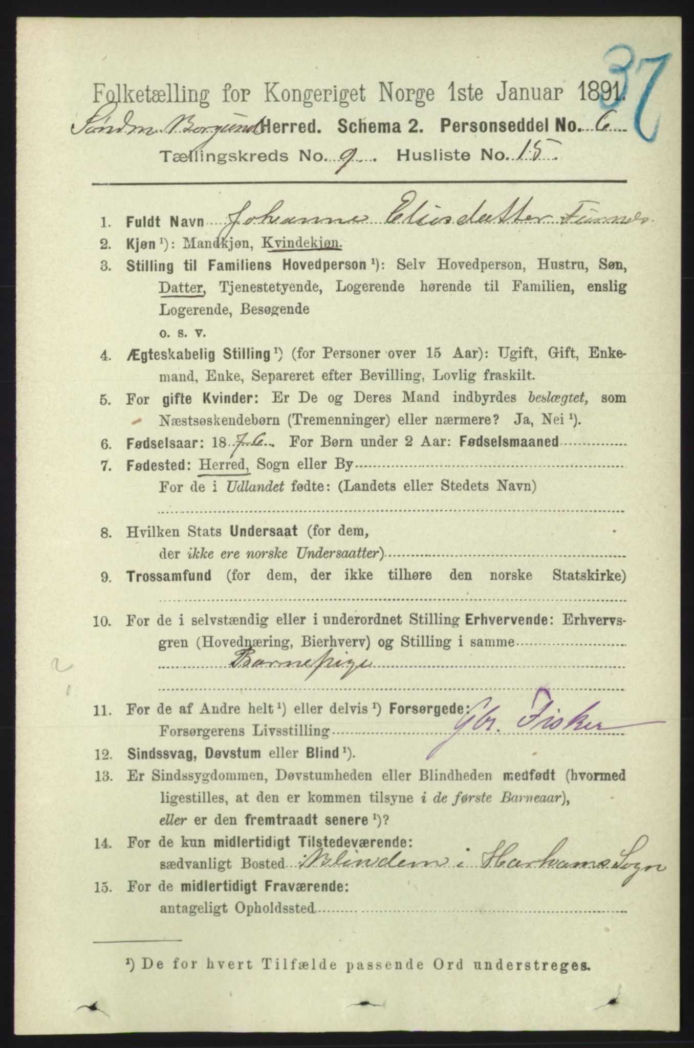 RA, 1891 census for 1531 Borgund, 1891, p. 2360