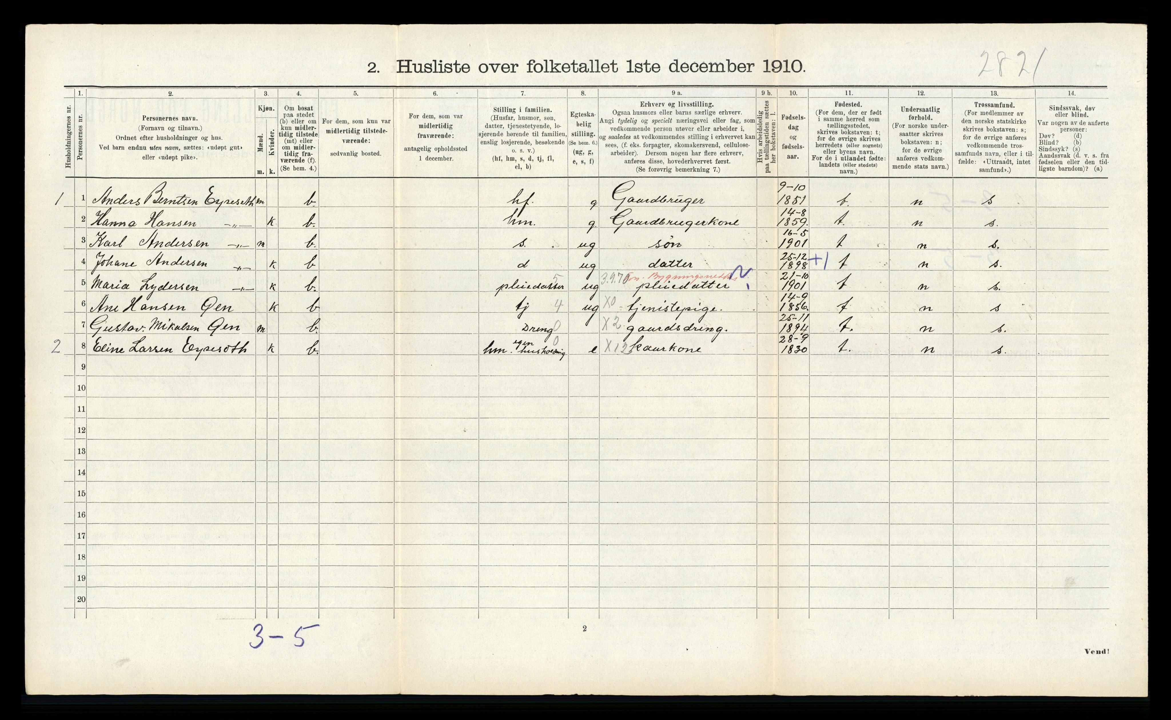 RA, 1910 census for Indre Holmedal, 1910, p. 145