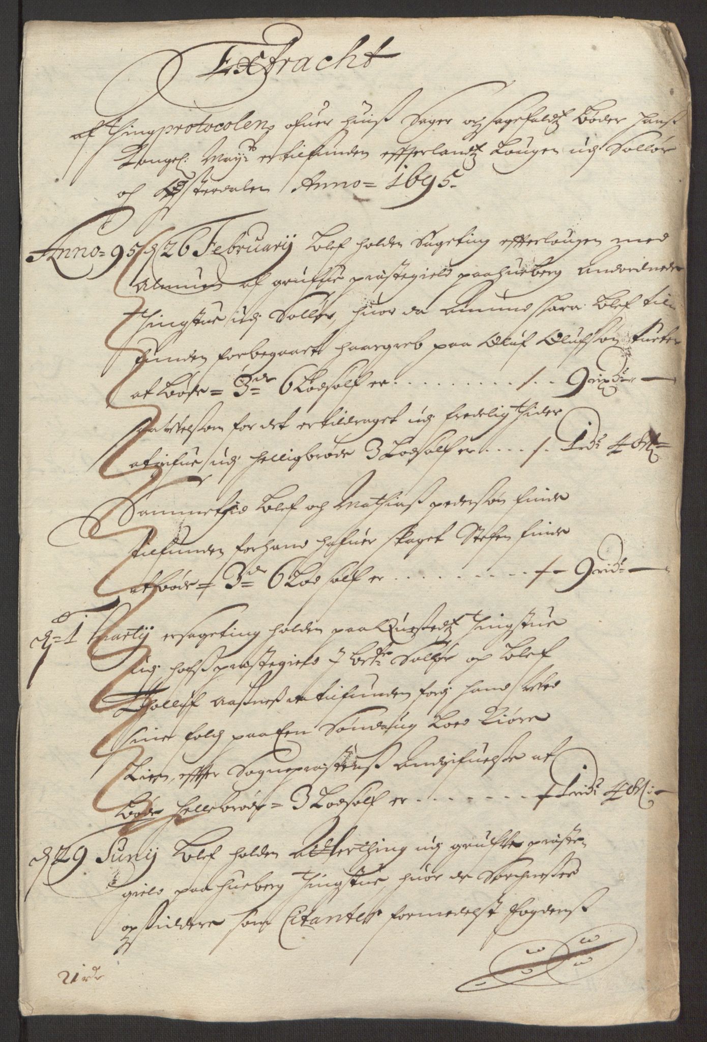 Rentekammeret inntil 1814, Reviderte regnskaper, Fogderegnskap, AV/RA-EA-4092/R13/L0833: Fogderegnskap Solør, Odal og Østerdal, 1695, p. 185