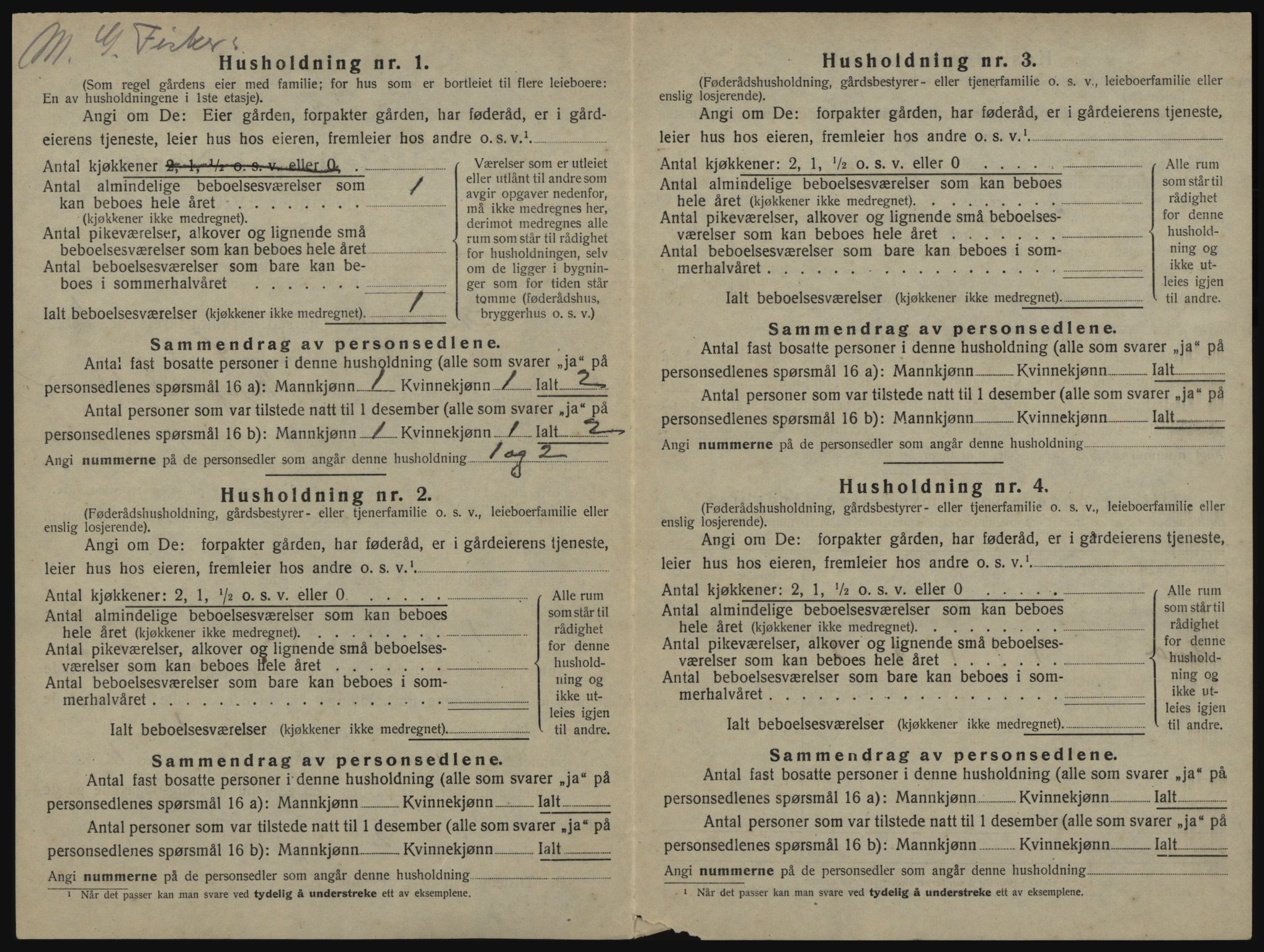 SATØ, 1920 census for Tana, 1920, p. 27