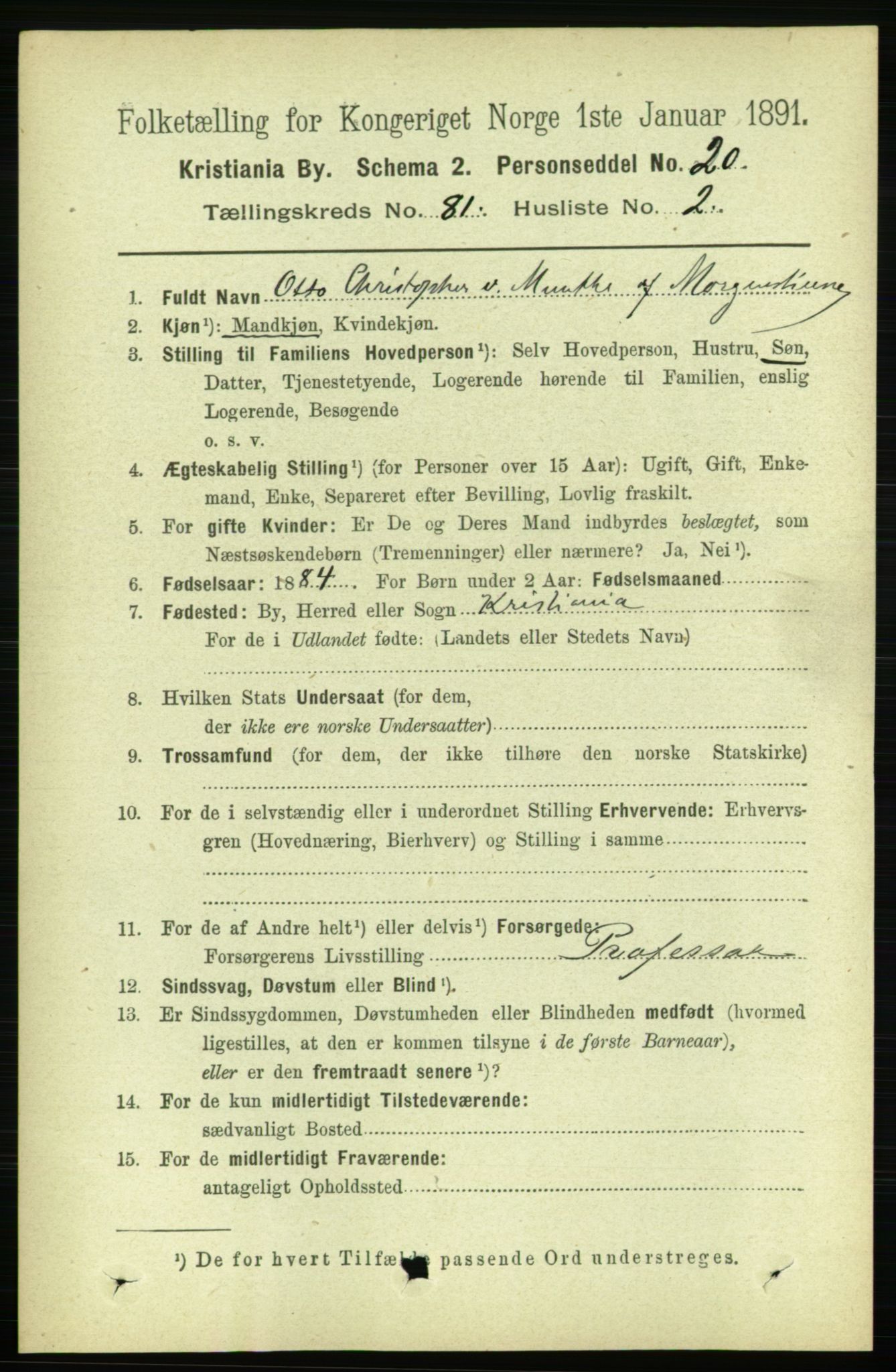 RA, 1891 census for 0301 Kristiania, 1891, p. 41587