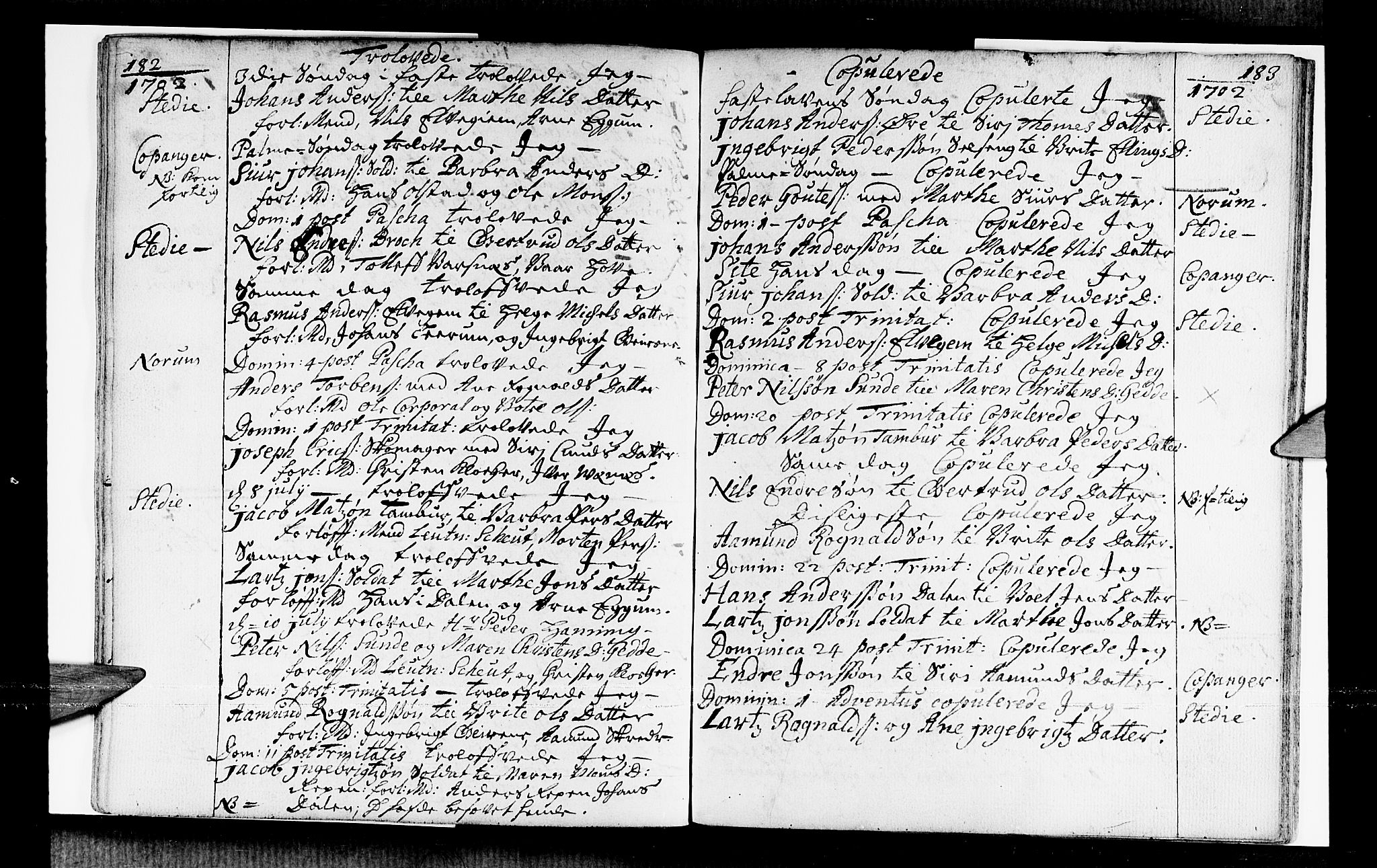 Sogndal sokneprestembete, SAB/A-81301/H/Haa/Haaa/L0001: Parish register (official) no. A 1, 1689-1713, p. 182-183