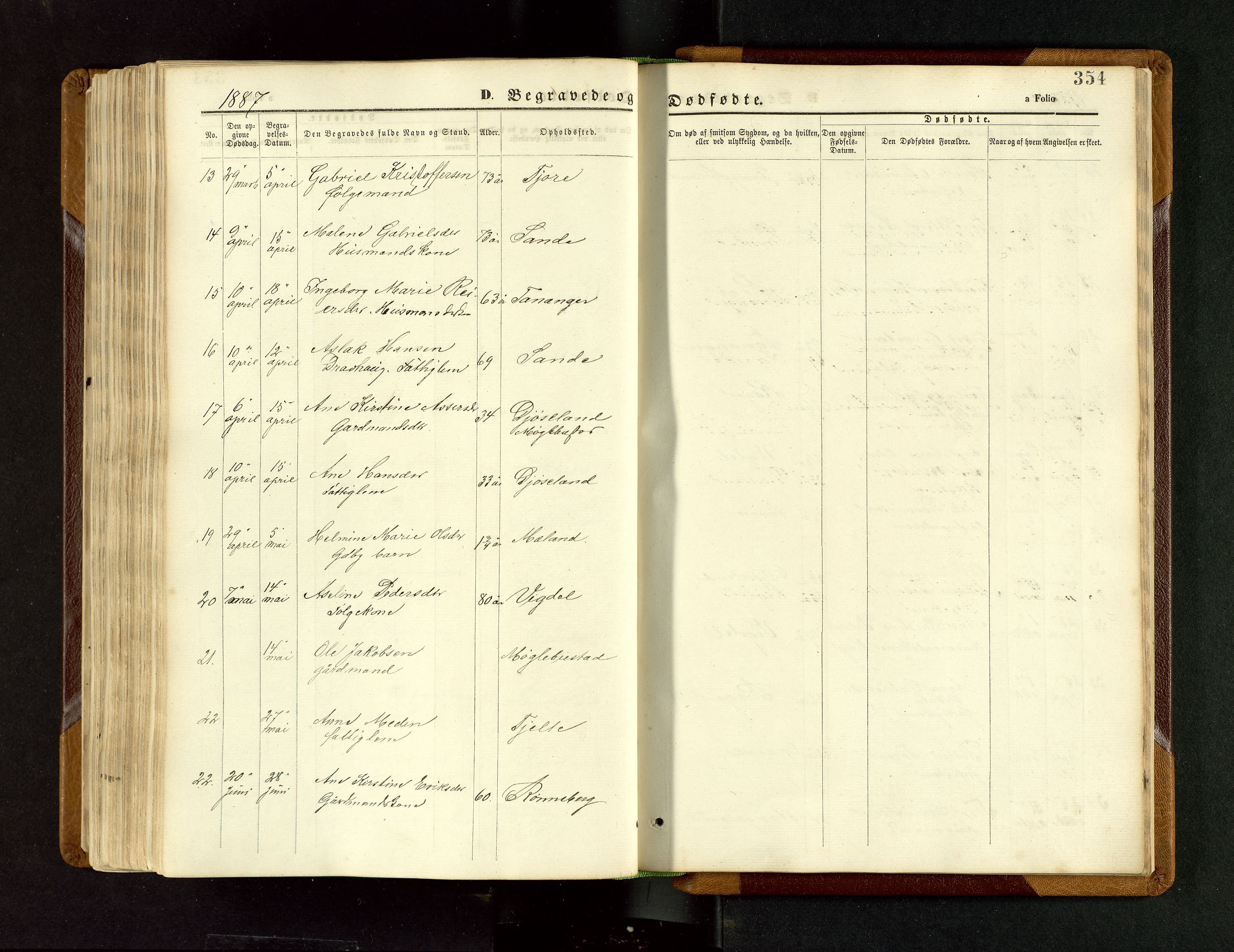 Håland sokneprestkontor, AV/SAST-A-101802/001/30BB/L0003: Parish register (copy) no. B 3, 1873-1893, p. 354