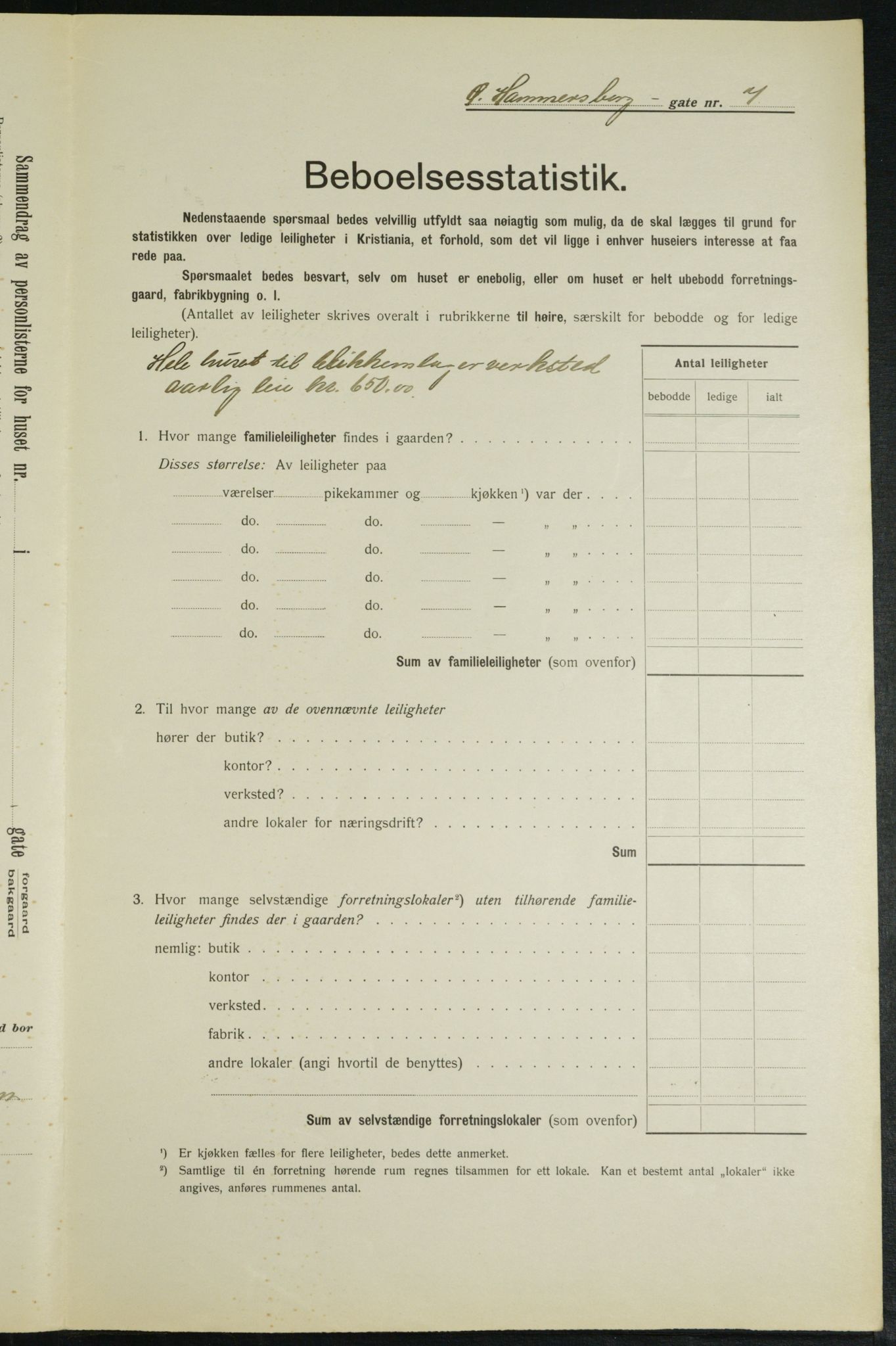 OBA, Municipal Census 1913 for Kristiania, 1913, p. 129798