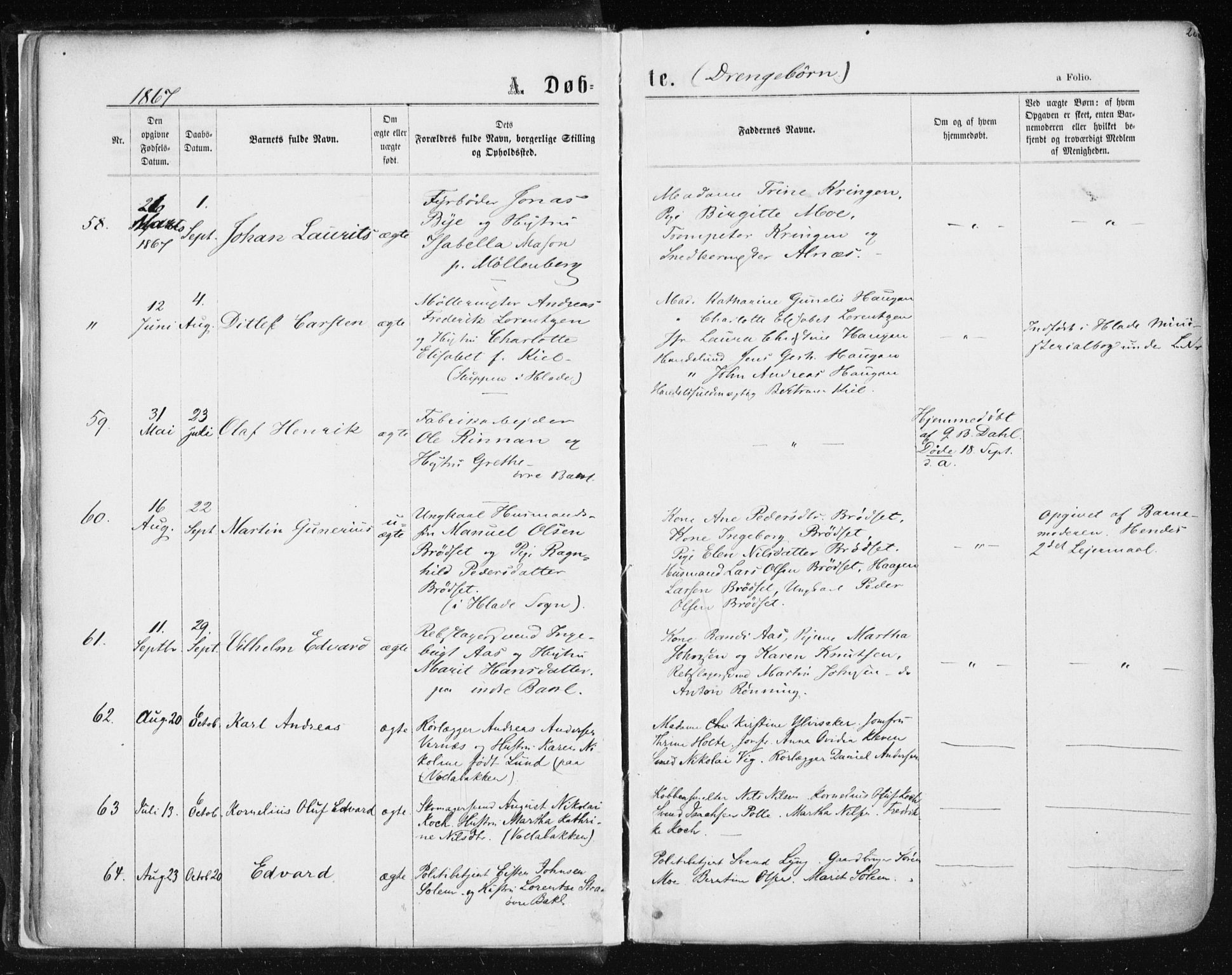 Ministerialprotokoller, klokkerbøker og fødselsregistre - Sør-Trøndelag, AV/SAT-A-1456/604/L0186: Parish register (official) no. 604A07, 1866-1877, p. 20