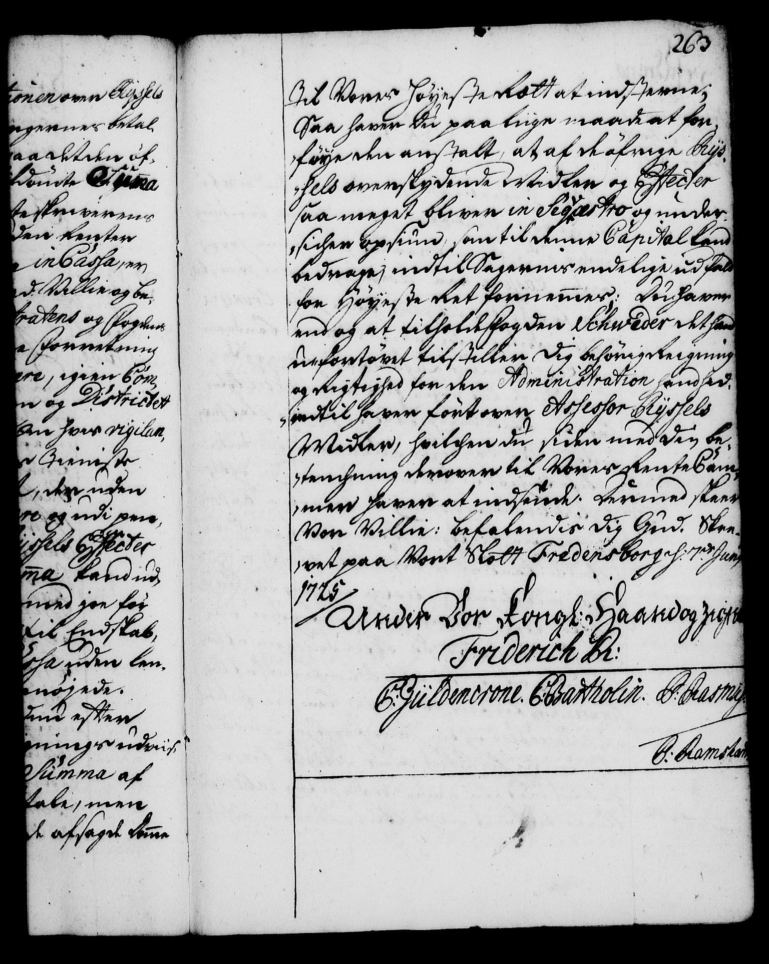 Rentekammeret, Kammerkanselliet, RA/EA-3111/G/Gg/Gga/L0002: Norsk ekspedisjonsprotokoll med register (merket RK 53.2), 1723-1727, p. 263