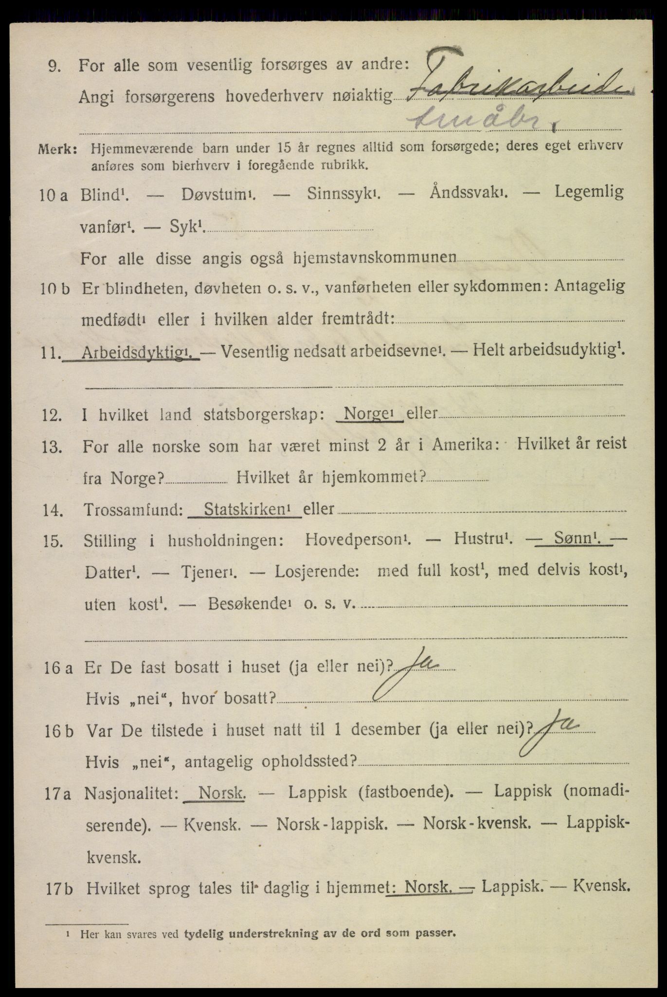 SAT, 1920 census for Vågan, 1920, p. 8120