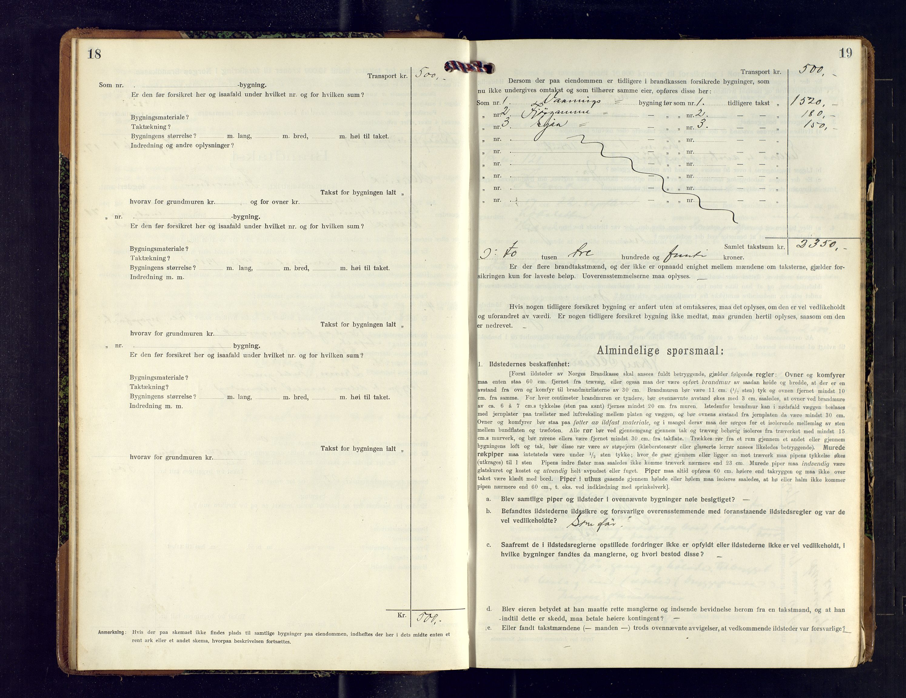 Hasvik lensmannskontor, AV/SATØ-SATO-164/Fob/L0007: Branntakstprotokoll, 1917-1920, p. 18-19