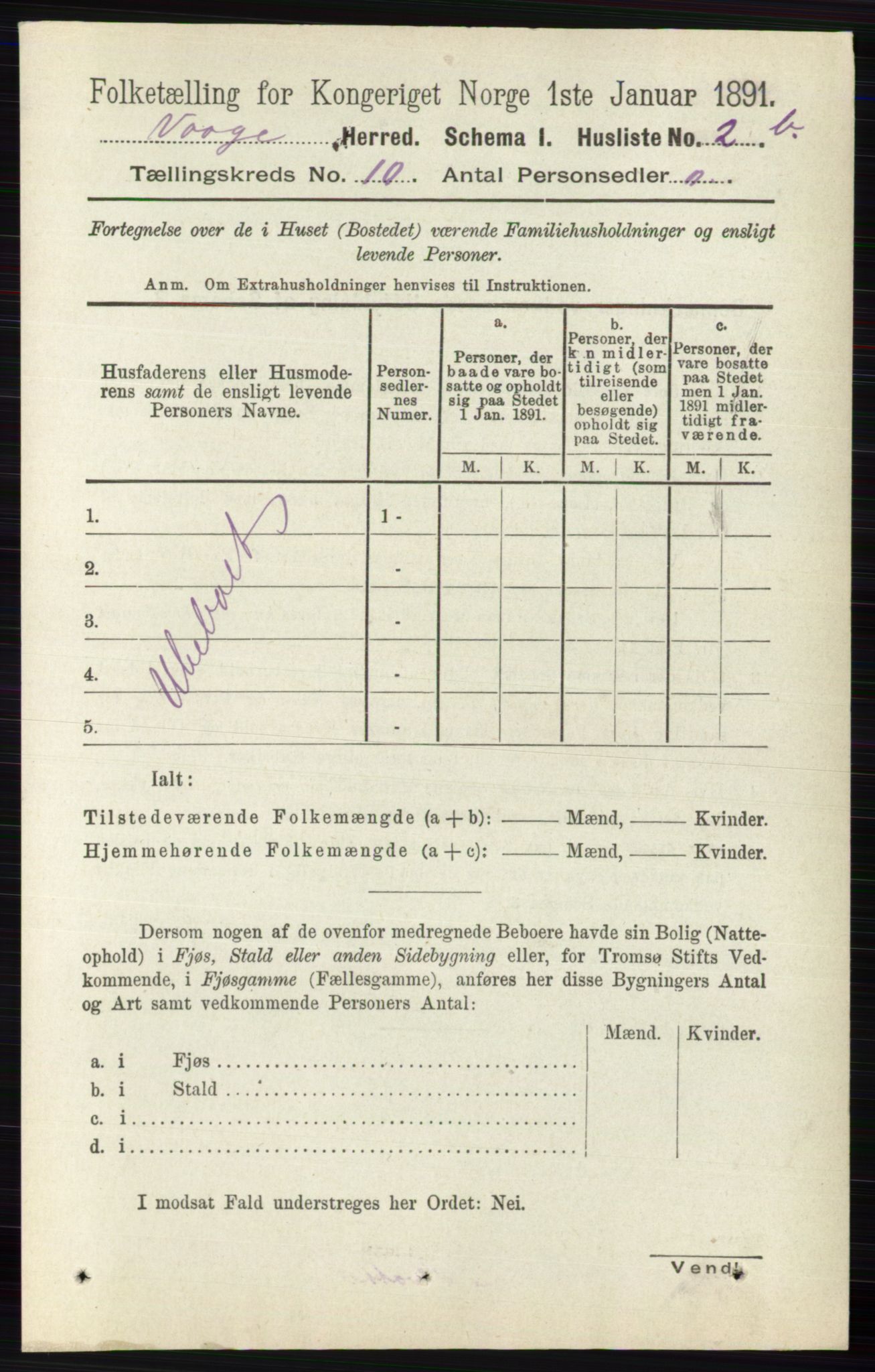 RA, 1891 census for 0515 Vågå, 1891, p. 6126