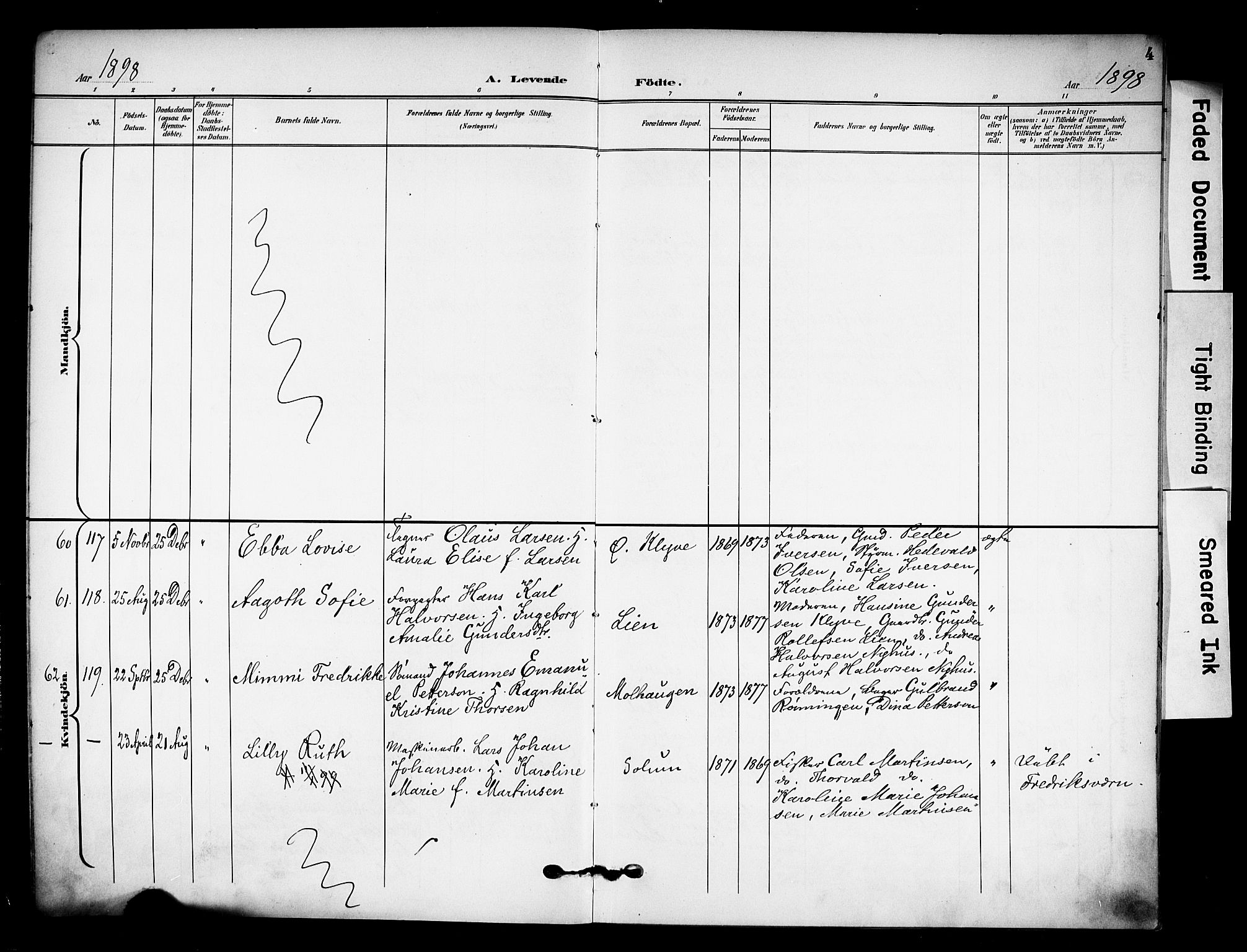 Solum kirkebøker, SAKO/A-306/F/Fa/L0011: Parish register (official) no. I 11, 1898-1909, p. 4