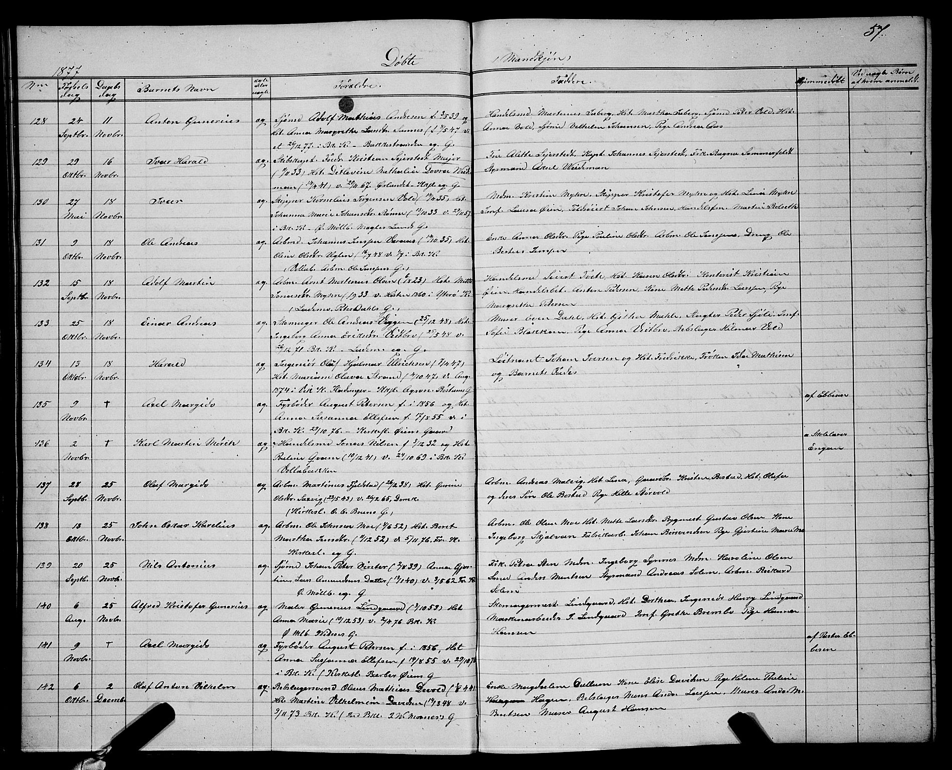 Ministerialprotokoller, klokkerbøker og fødselsregistre - Sør-Trøndelag, SAT/A-1456/604/L0220: Parish register (copy) no. 604C03, 1870-1885, p. 57