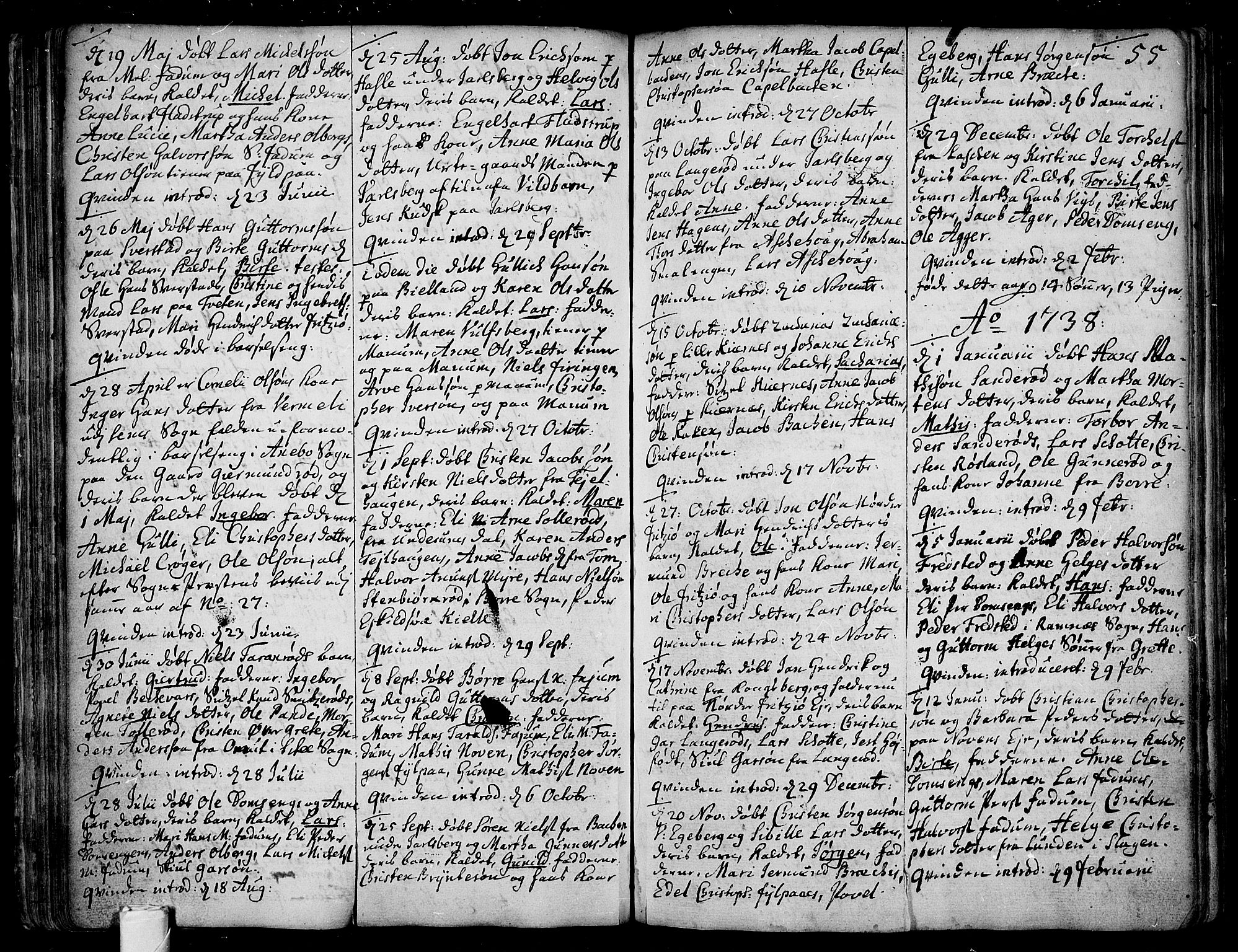 Sem kirkebøker, AV/SAKO-A-5/F/Fa/L0001: Parish register (official) no. I 1, 1702-1763, p. 55