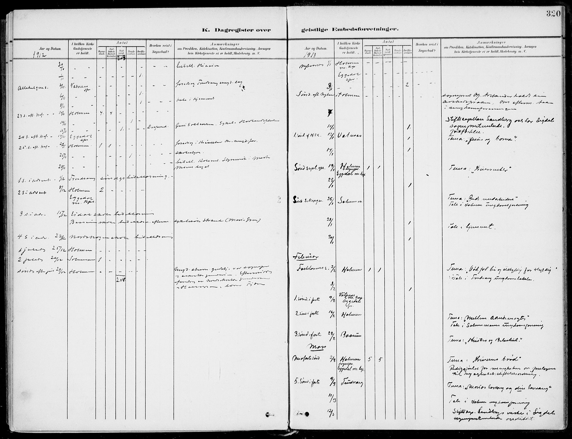 Sigdal kirkebøker, AV/SAKO-A-245/F/Fb/L0002: Parish register (official) no. II 2, 1901-1914, p. 320