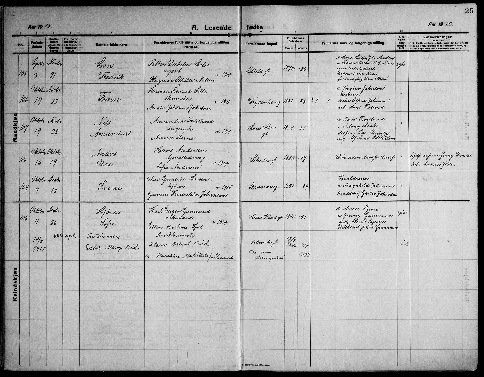 Strømsø kirkebøker, AV/SAKO-A-246/F/Fa/L0029: Parish register (official) no. I 27, 1915-1930, p. 25