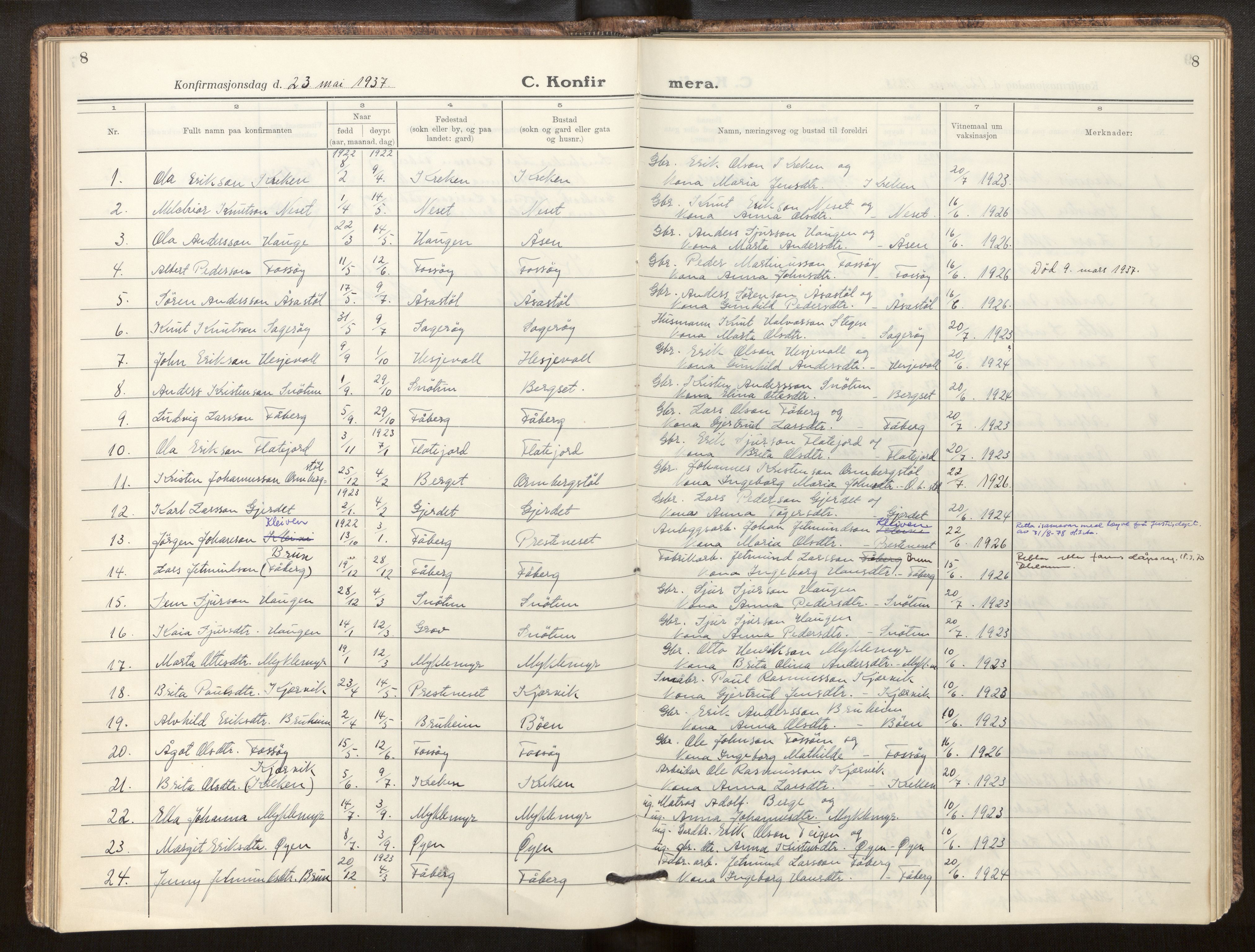 Jostedal sokneprestembete, AV/SAB-A-80601/H/Haa/Haab/L0003: Parish register (official) no. B 3, 1932-1953, p. 8