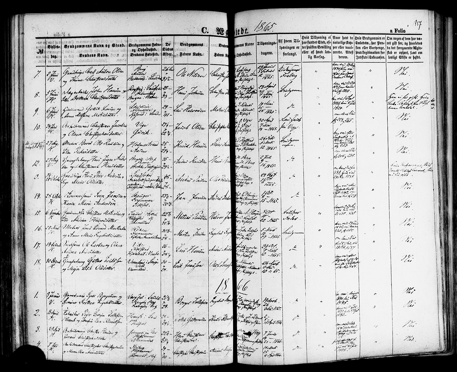Hof kirkebøker, SAKO/A-64/F/Fa/L0006: Parish register (official) no. I 6, 1851-1877, p. 357