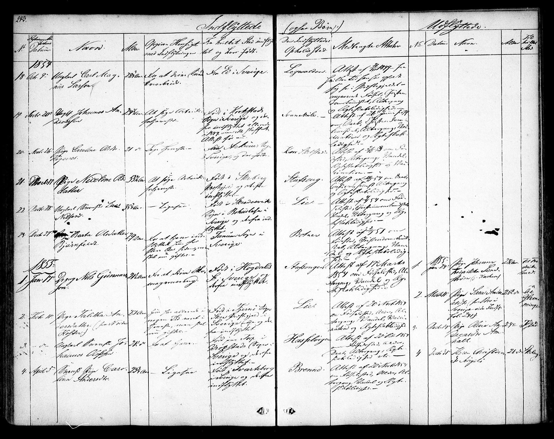 Hvaler prestekontor Kirkebøker, AV/SAO-A-2001/F/Fa/L0006: Parish register (official) no. I 6, 1846-1863, p. 243