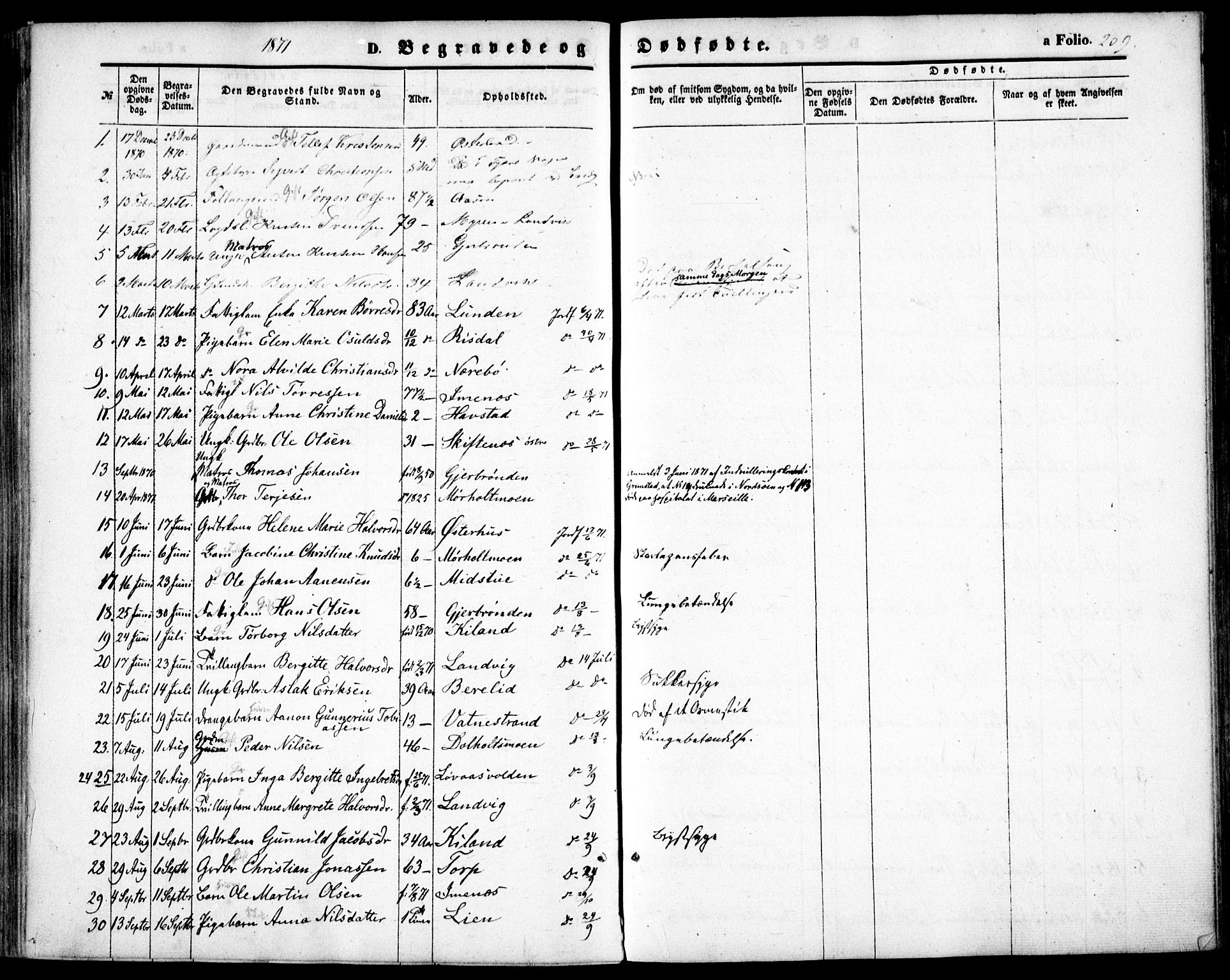 Hommedal sokneprestkontor, SAK/1111-0023/F/Fa/Fab/L0005: Parish register (official) no. A 5, 1861-1877, p. 209