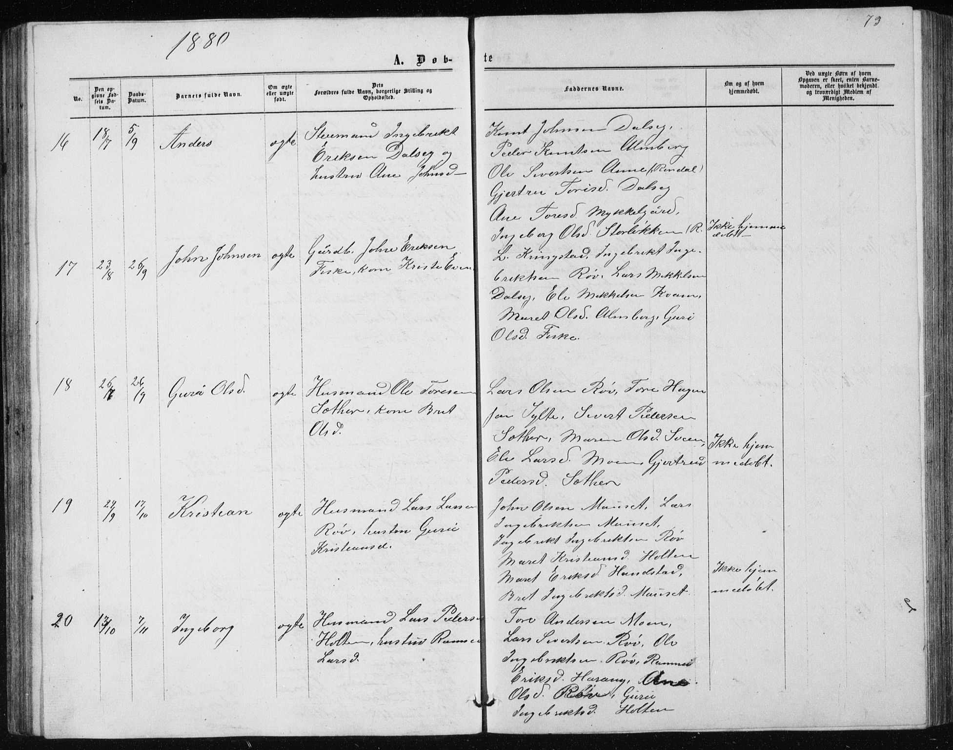 Ministerialprotokoller, klokkerbøker og fødselsregistre - Møre og Romsdal, AV/SAT-A-1454/597/L1064: Parish register (copy) no. 597C01, 1866-1898, p. 73