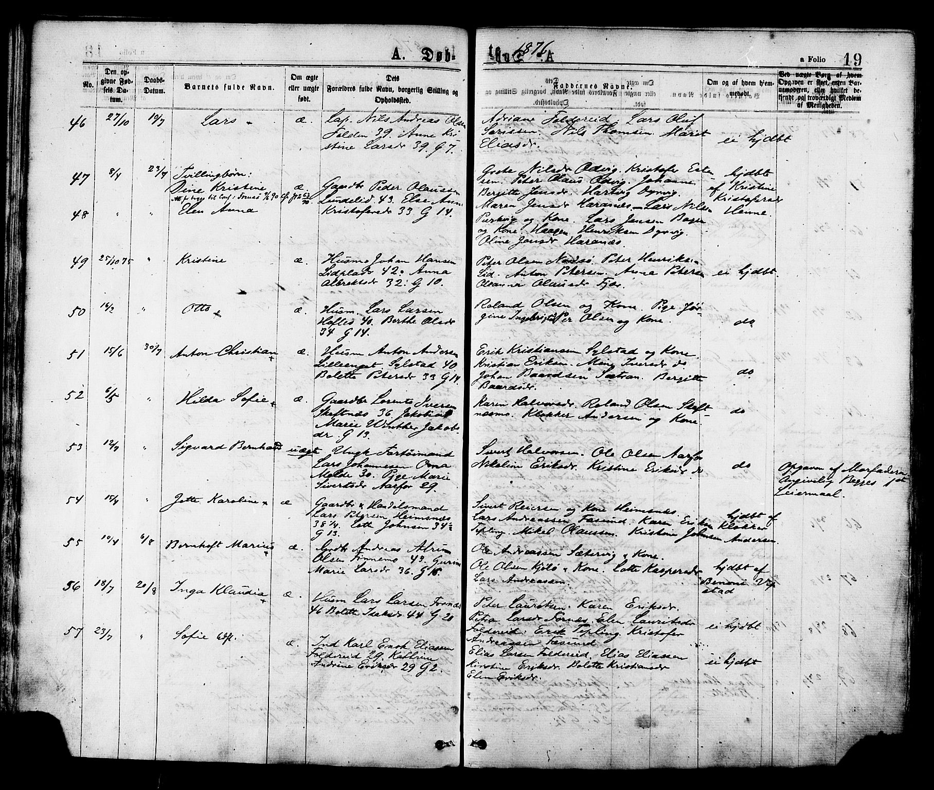 Ministerialprotokoller, klokkerbøker og fødselsregistre - Nord-Trøndelag, SAT/A-1458/780/L0642: Parish register (official) no. 780A07 /1, 1874-1885, p. 19