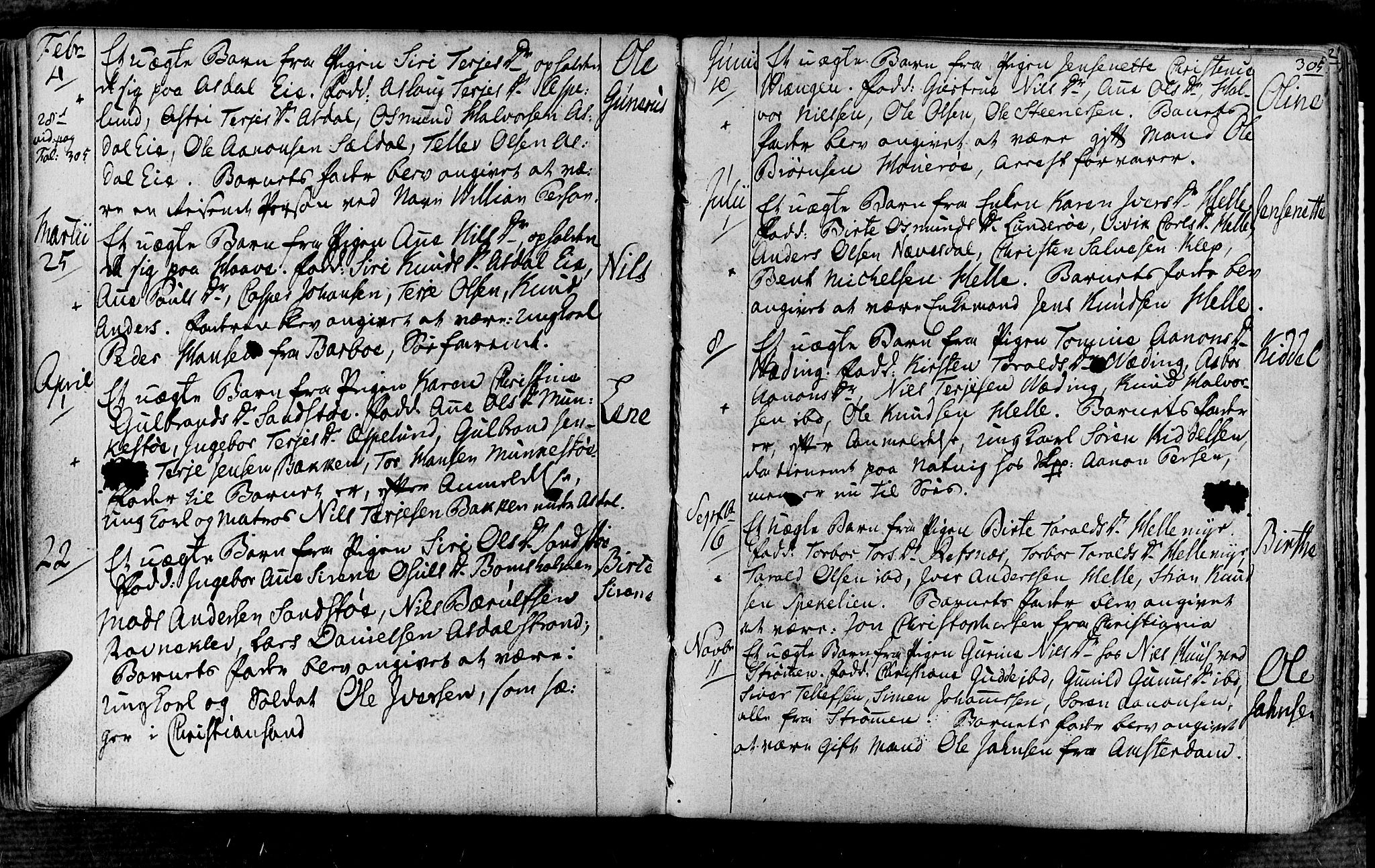 Øyestad sokneprestkontor, AV/SAK-1111-0049/F/Fa/L0011: Parish register (official) no. A 11, 1805-1824, p. 305