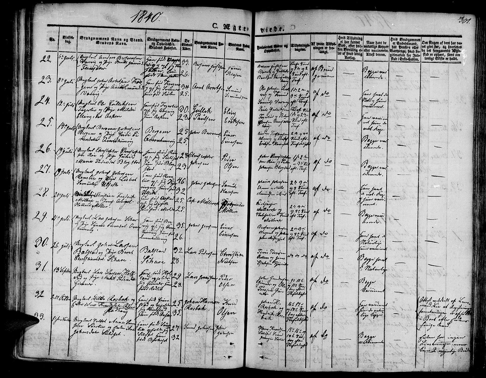 Ministerialprotokoller, klokkerbøker og fødselsregistre - Møre og Romsdal, SAT/A-1454/586/L0983: Parish register (official) no. 586A09, 1829-1843, p. 301