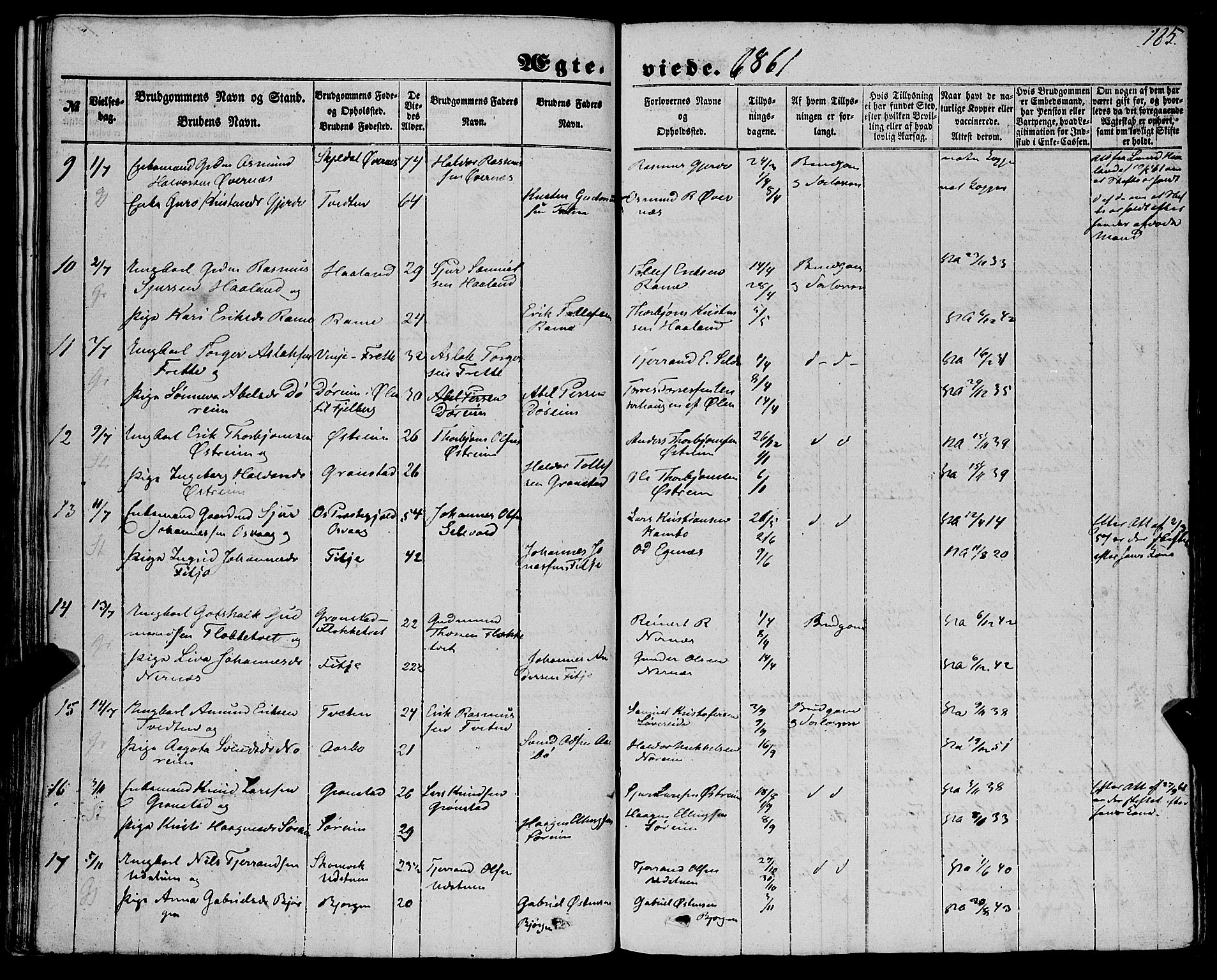 Etne sokneprestembete, SAB/A-75001/H/Haa: Parish register (official) no. A 8, 1848-1862, p. 185