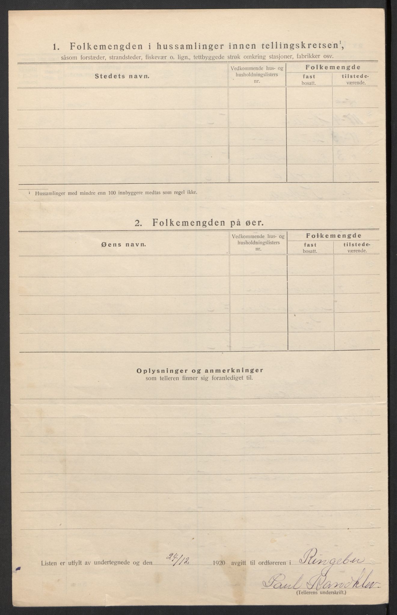 SAH, 1920 census for Ringebu, 1920, p. 34